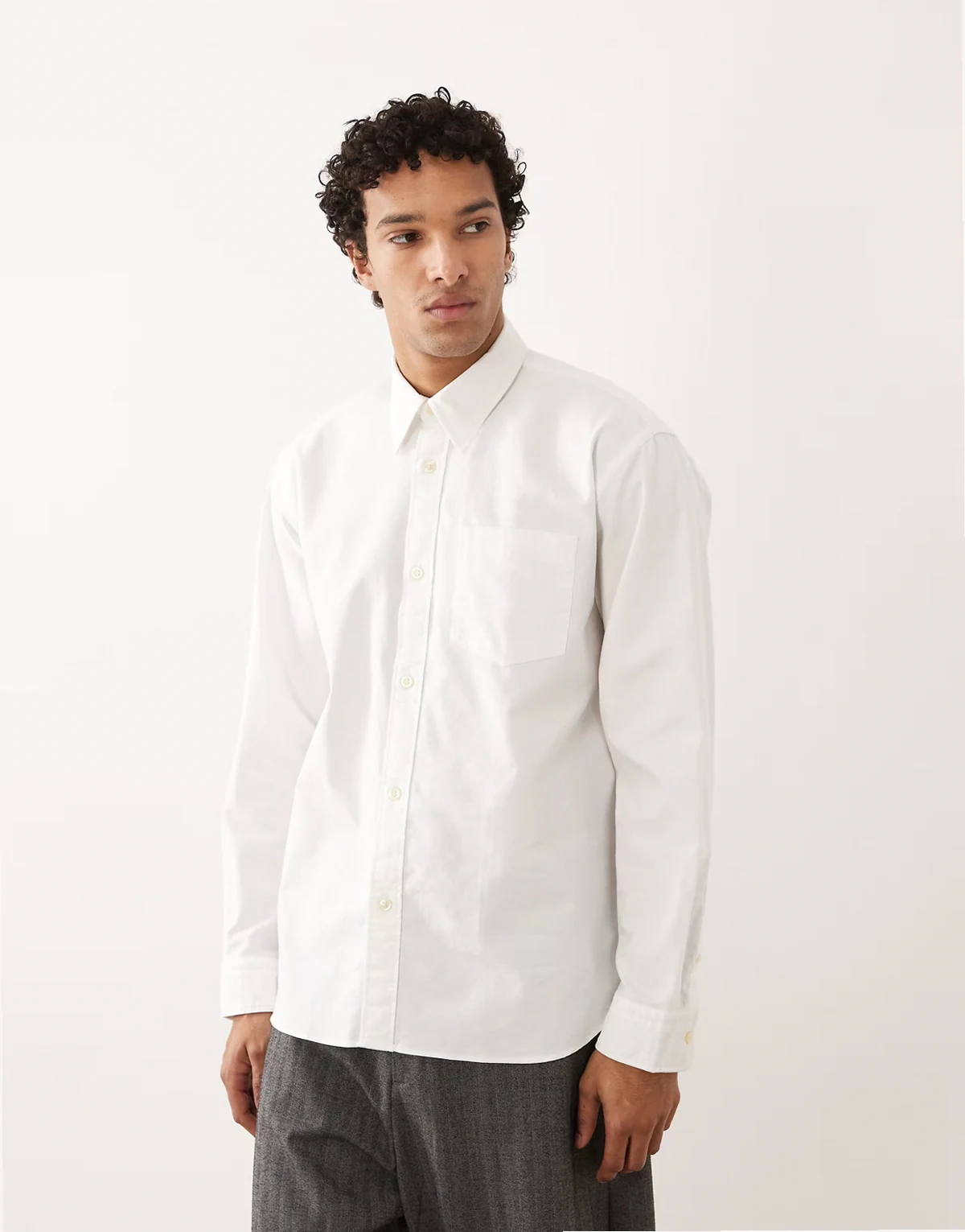 100% cotton Oxford long sleeve shirt in white