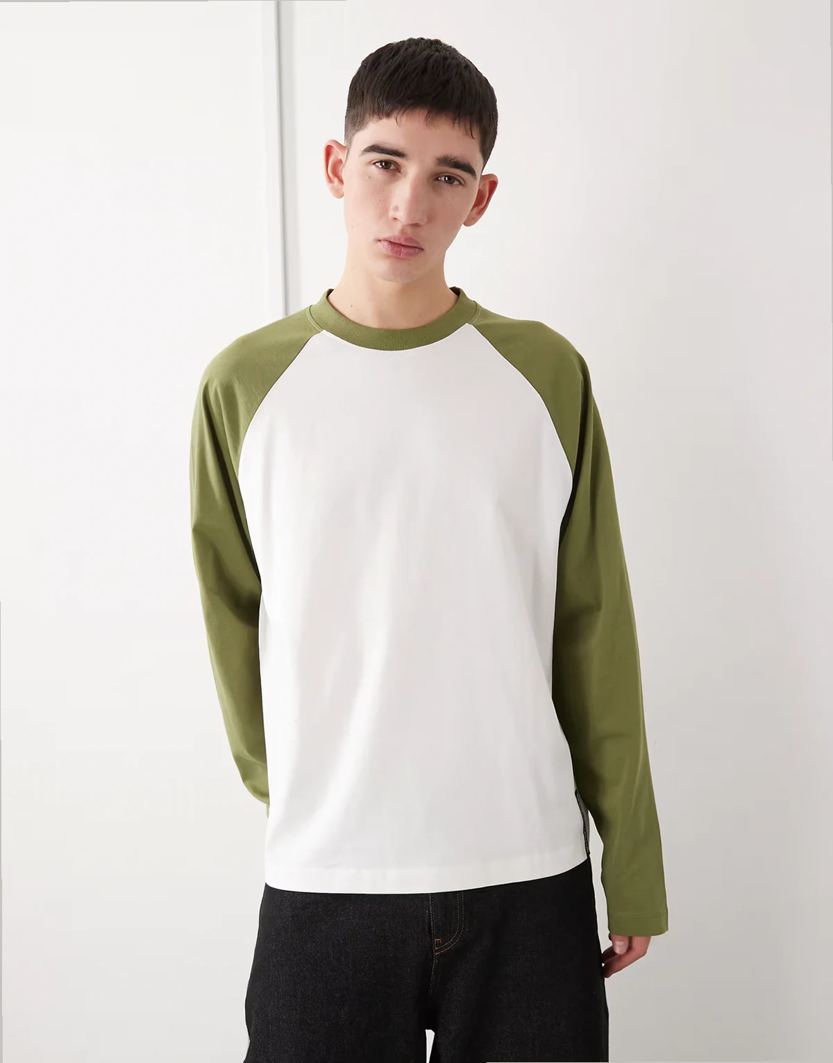 – Circular Design Collection – Zielony, gruby T-shirt z raglanowymi rękawami