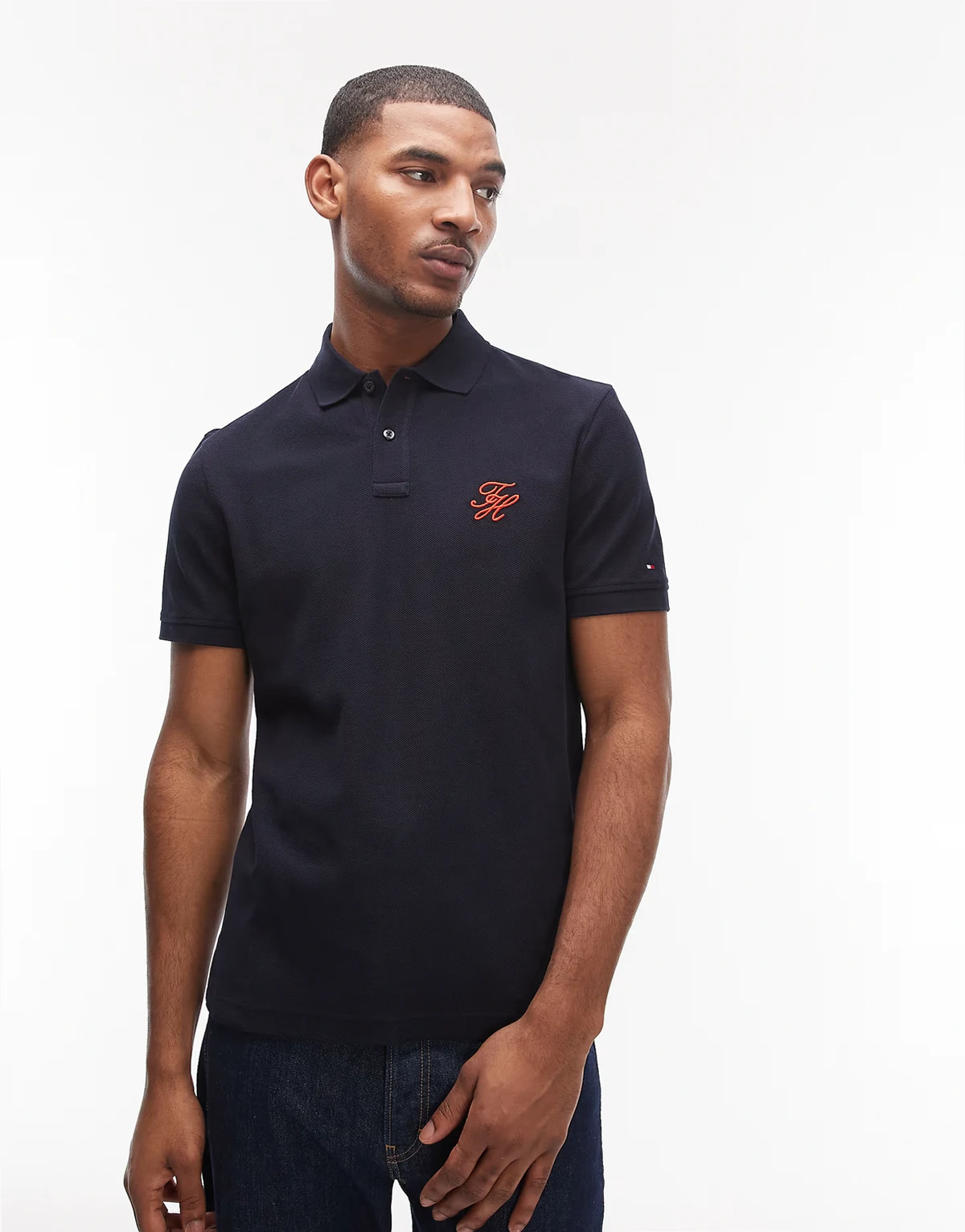 – T-Shirt in Marineblau mit Logo-Schriftzug