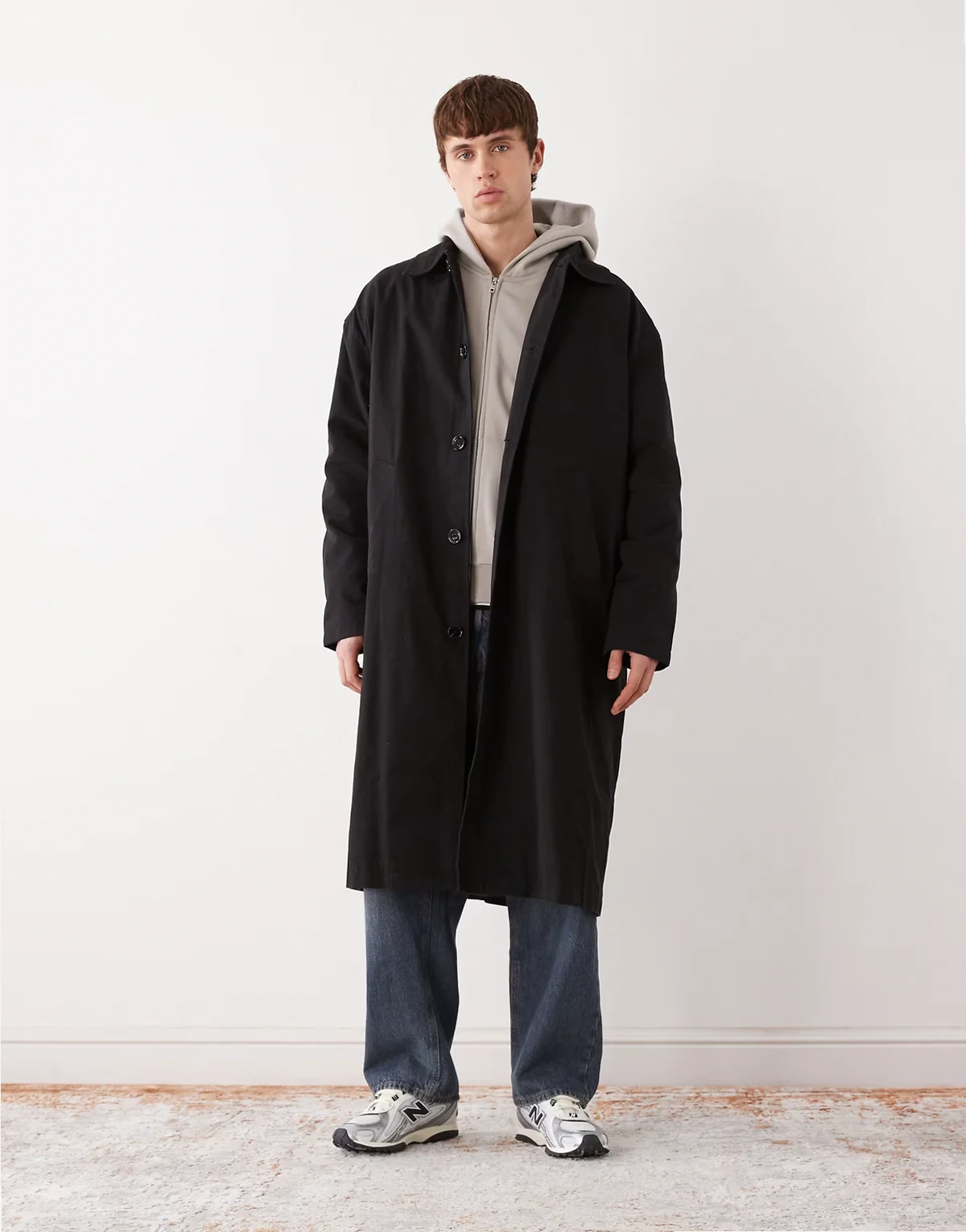 longline car coat in black