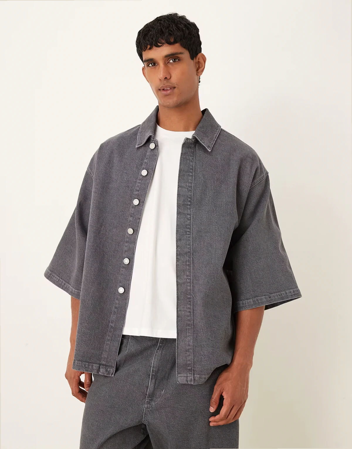 denim shirt in gray - part of a set