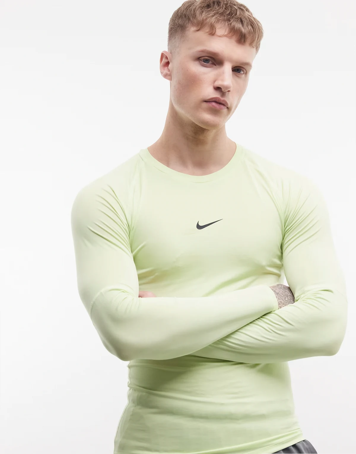 Nike Pro DRI-Fit long sleeve top in lime