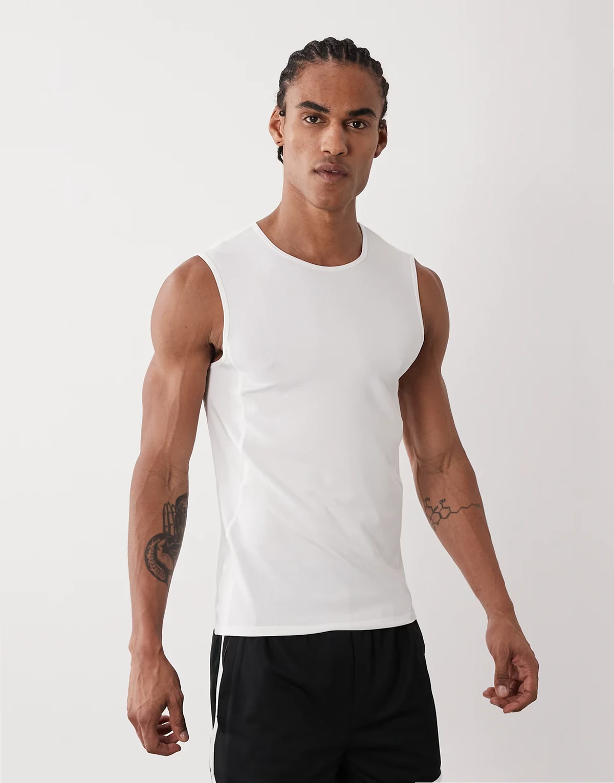 muscle fit training tank with quick dry in white