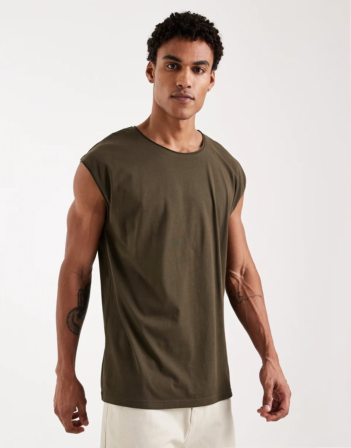 oversized tank top in khaki green