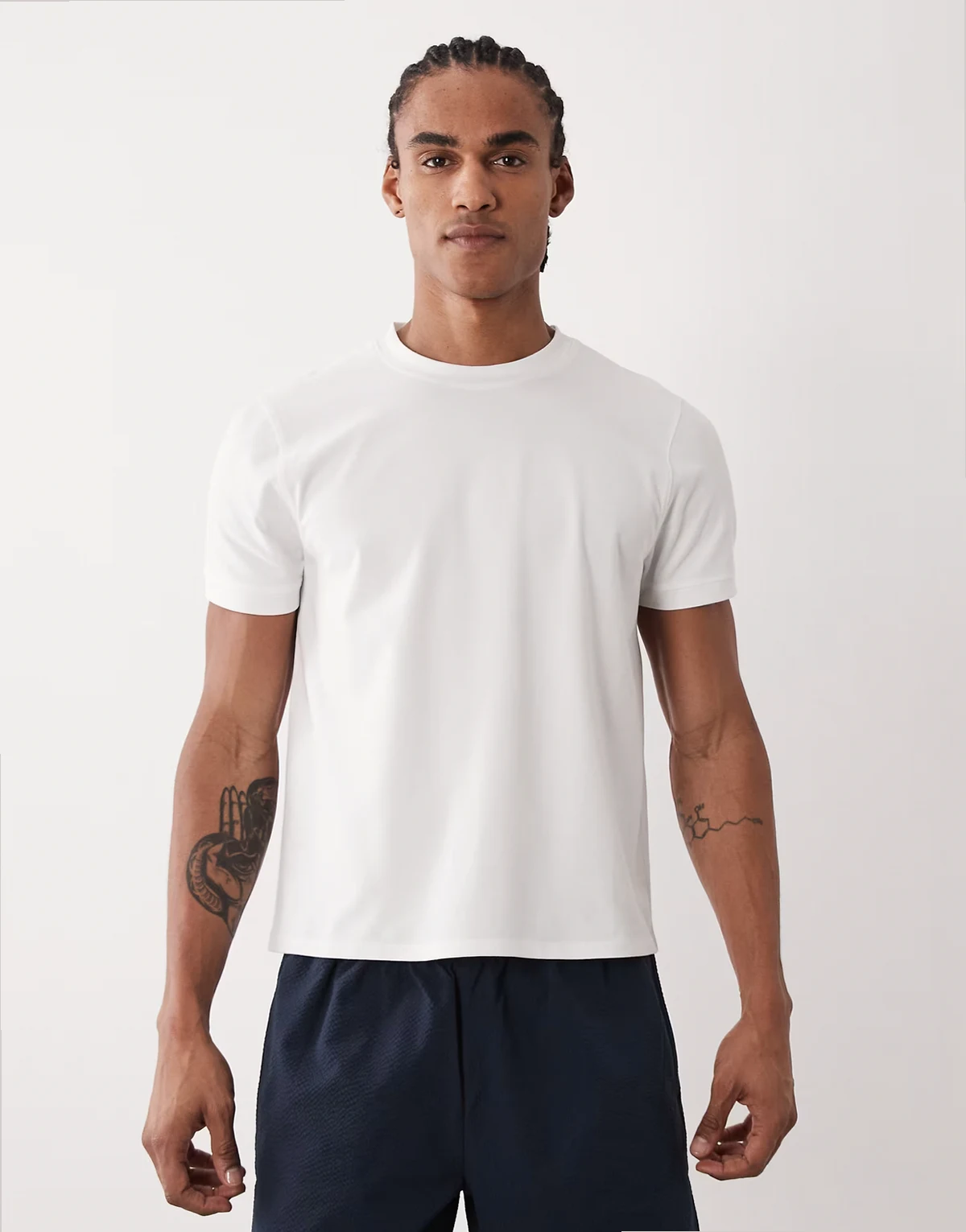 shrunken muscle fit cotton baby tee with quick dry finish in white