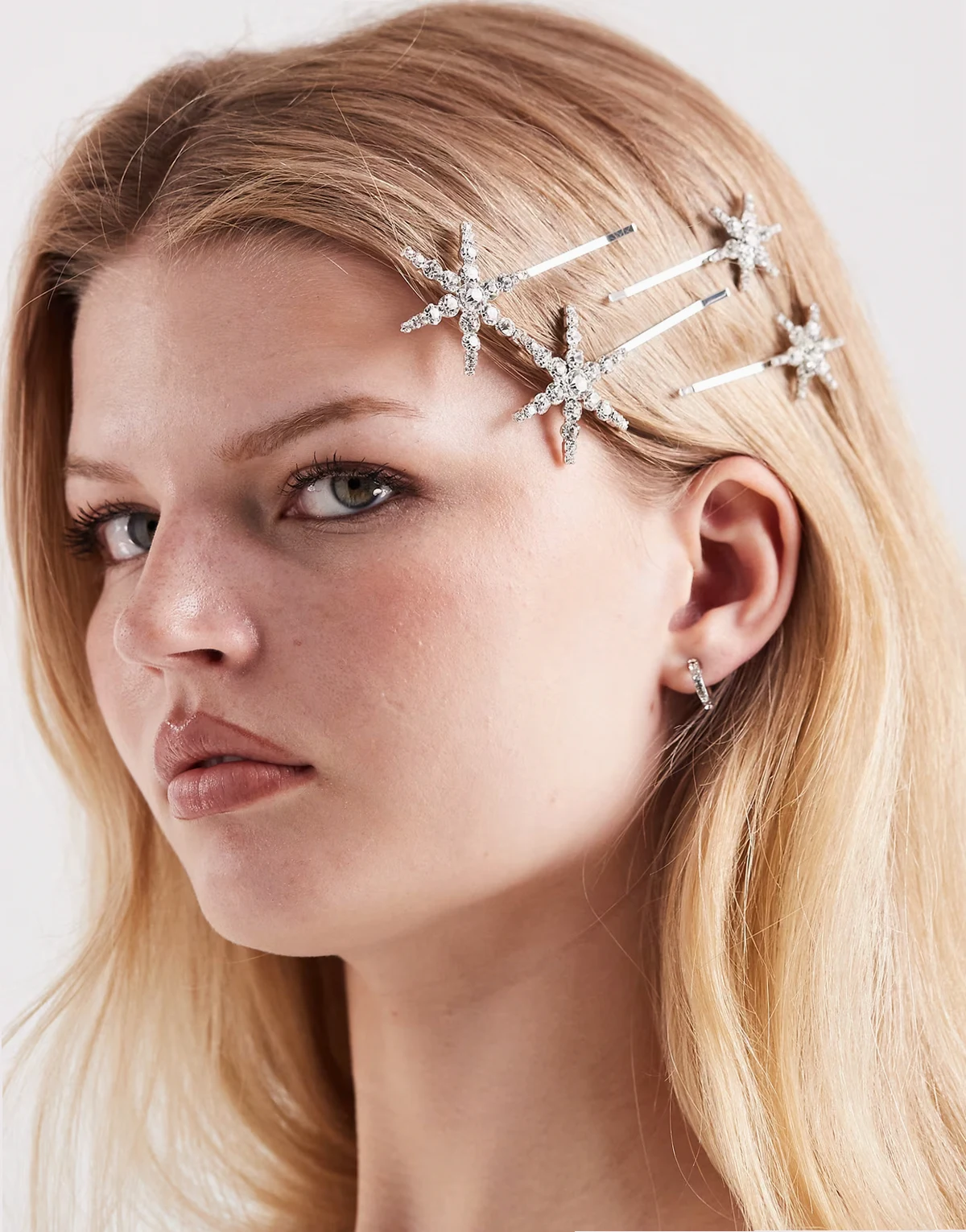 sequin star hair clips in silver