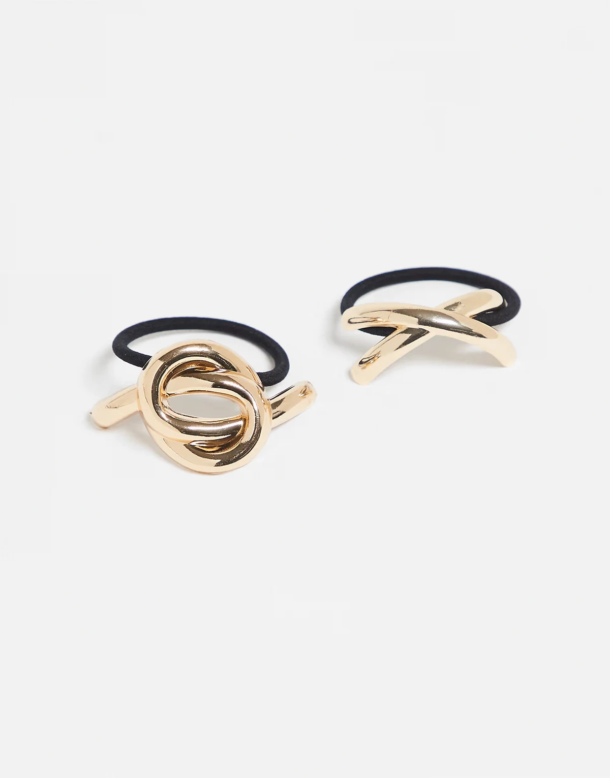 2-pack metal knot cuff hair ties in gold