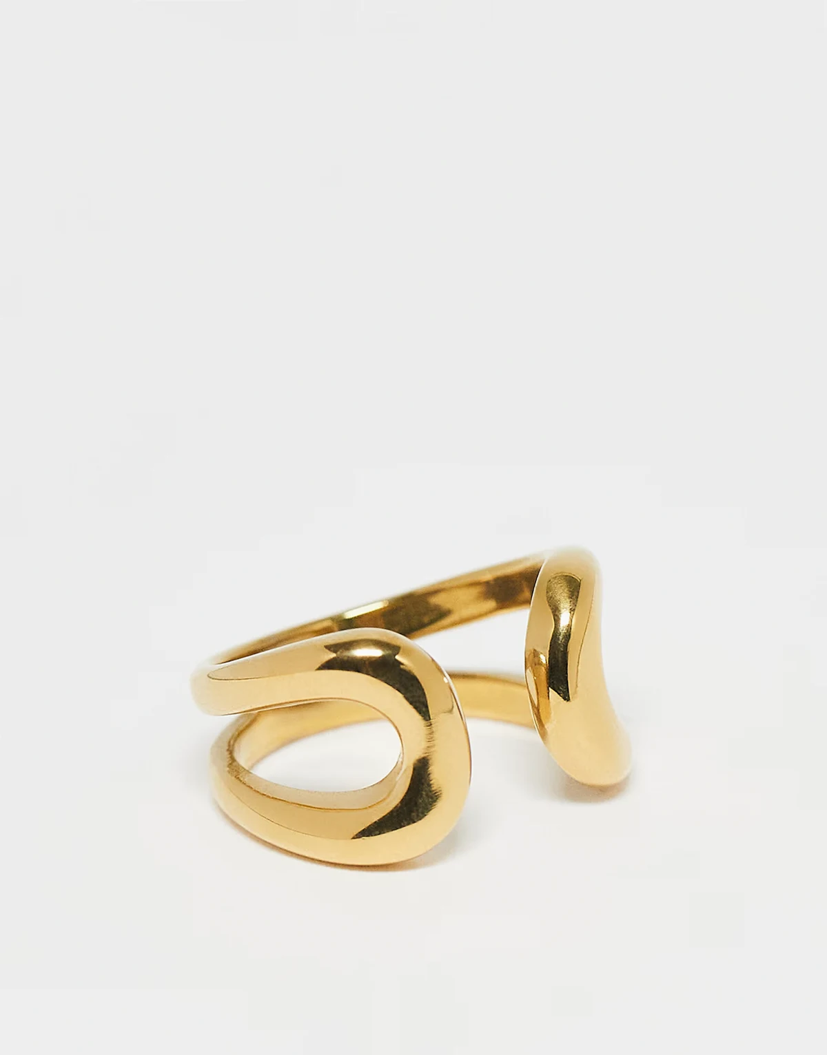 – Goldfarbener Ring aus wasserfestem Edelstahl mit doppeltem Wickeldesign