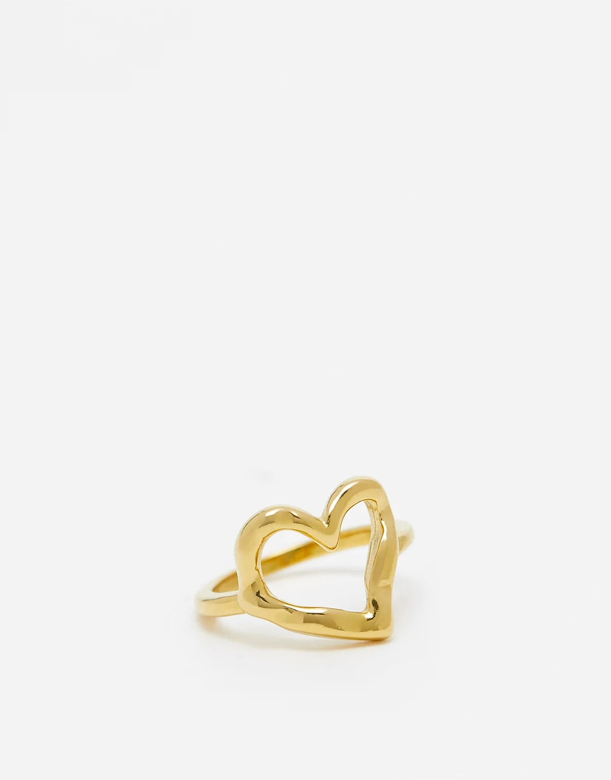 waterproof stainless steel molten heart ring in gold tone