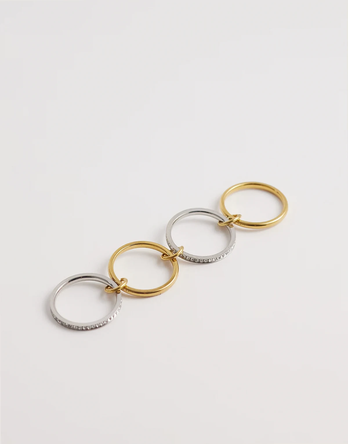 – Exclusive – Stapelring aus Edelstahl in Gold- und Silberoptik mit Strasssteinen