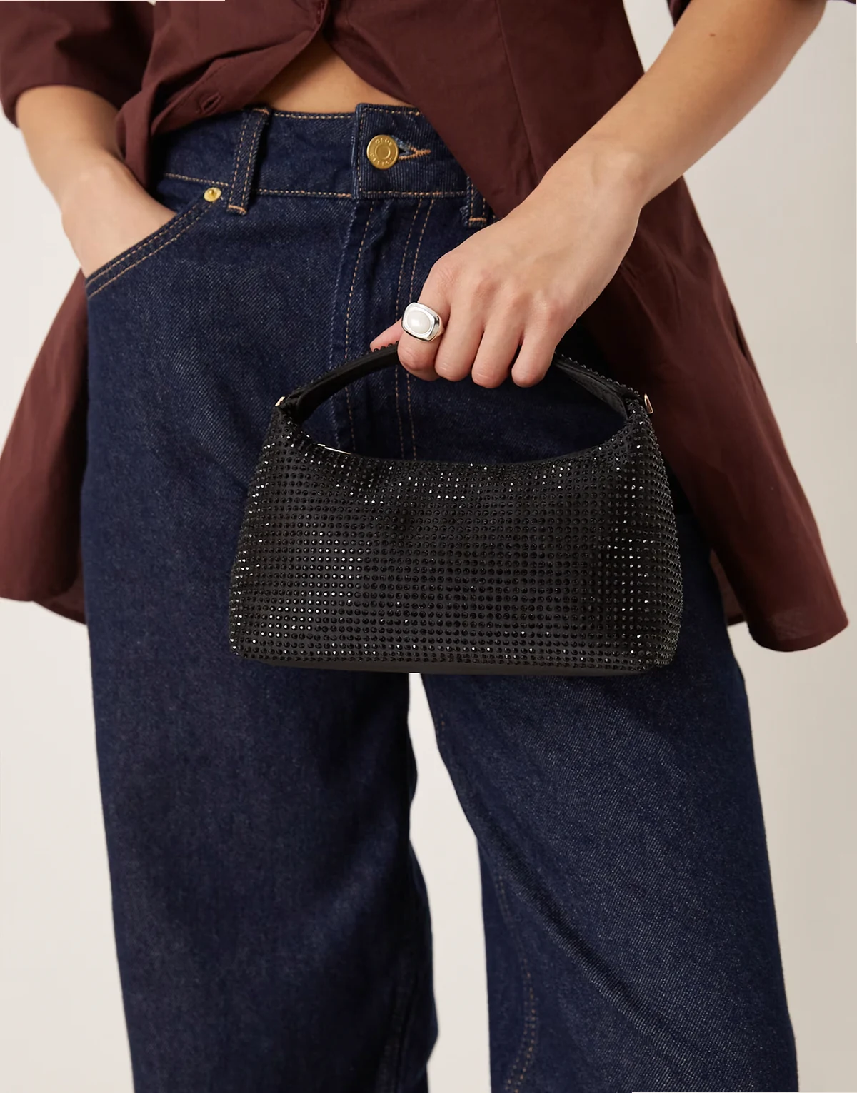 diamante purse in black
