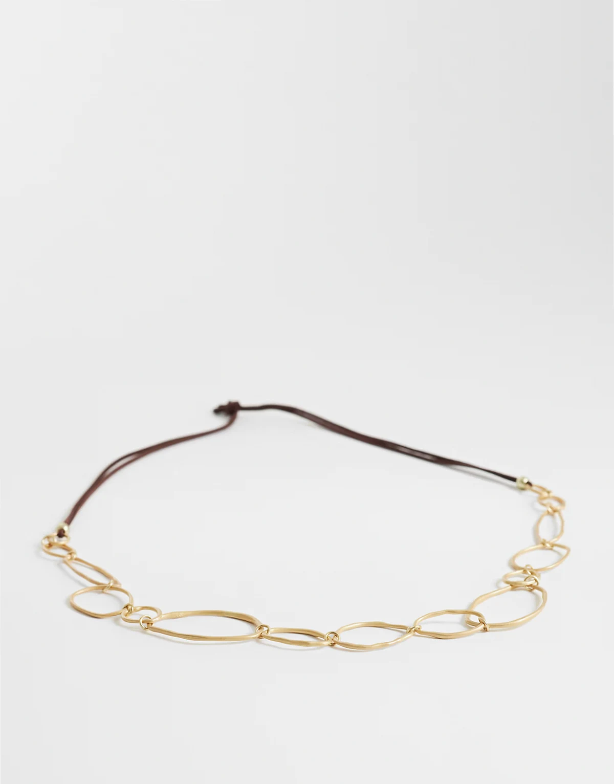 hammered circle chain belt in gold