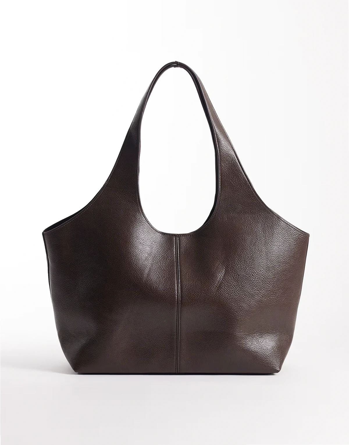 minimalist faux leather tote in chocolate