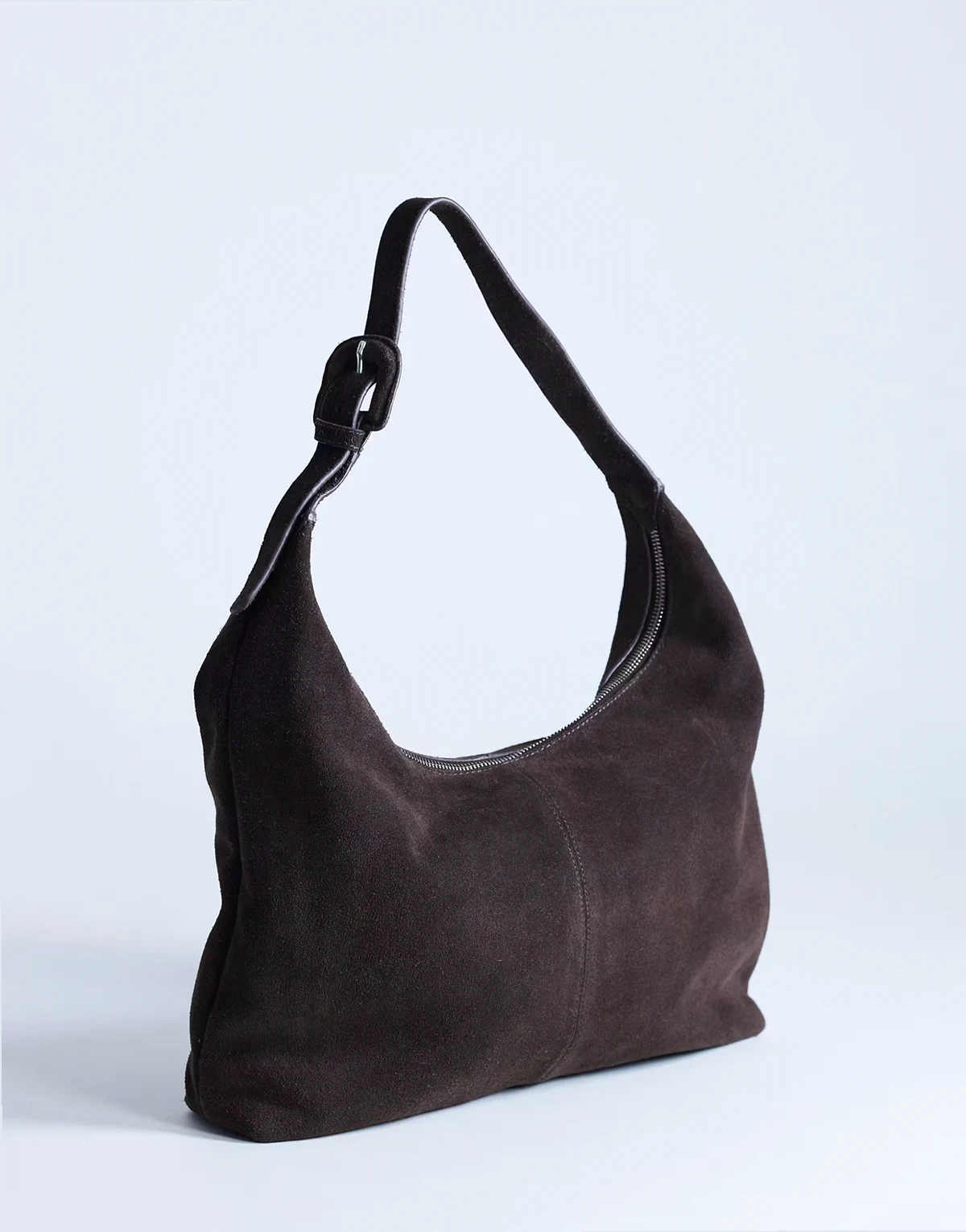 Shayla real suede shoulder bag in chocolate