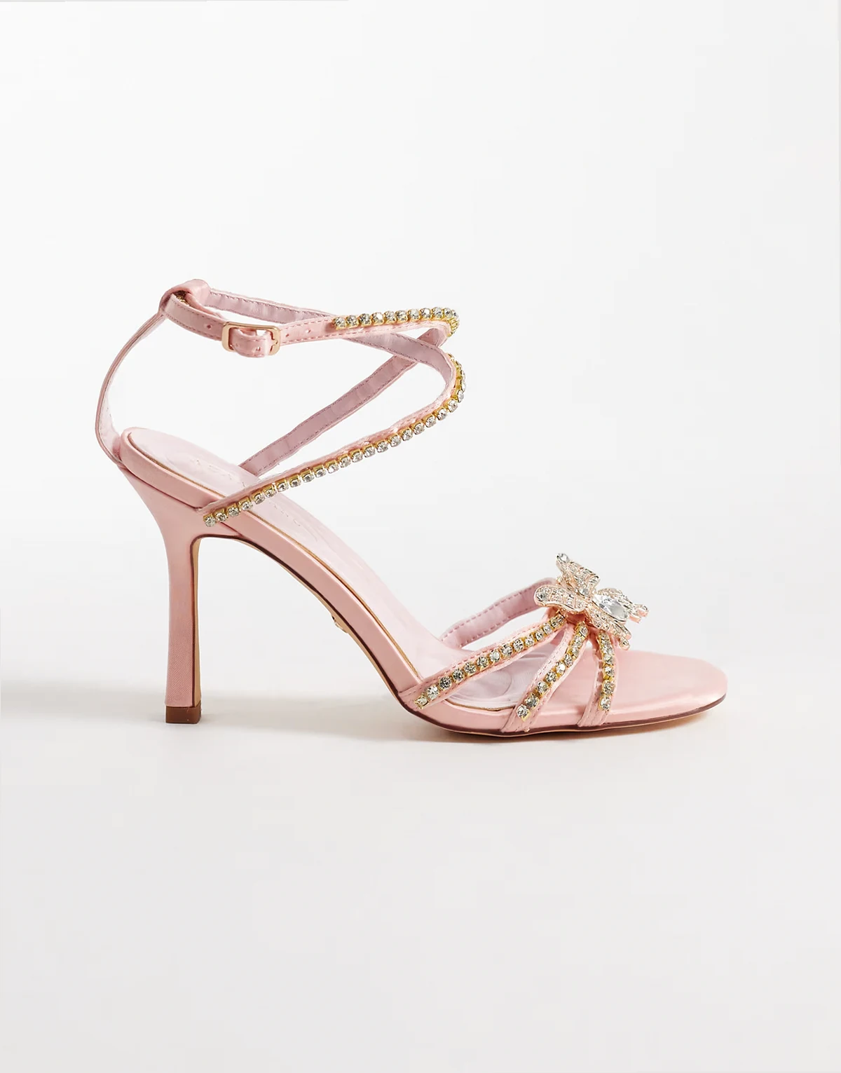 – Margareta – Verzierte Sandaletten in Babyrosa mit Schmetterlingsdetail