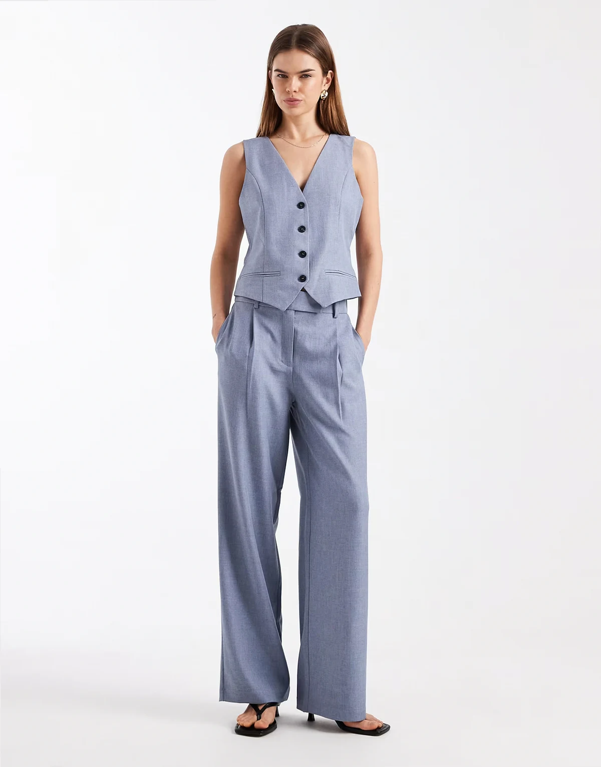 wide leg tailored pants in vintage indigo - part of a set