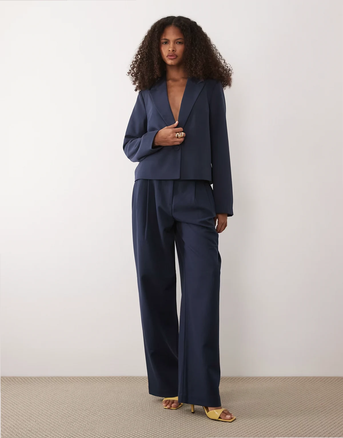 – Elegante Hose in Marineblau mit hohem Bund, Kombiteil