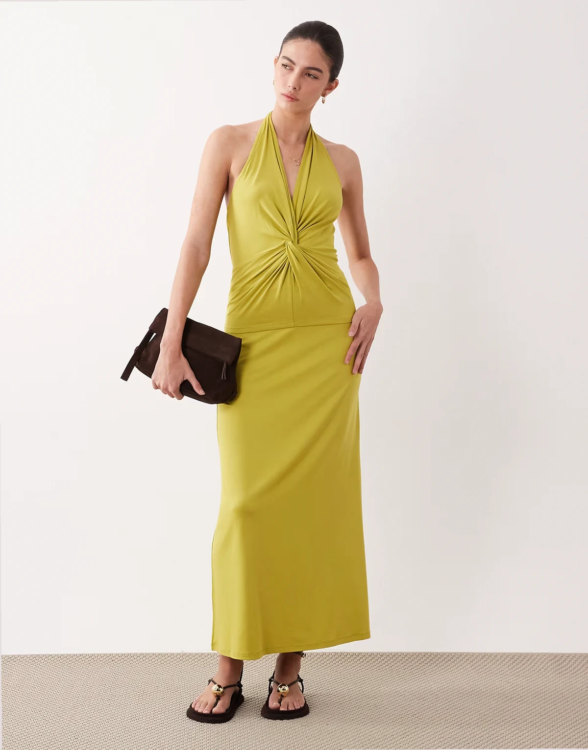 modal maxi skirt in mustard - part of a set
