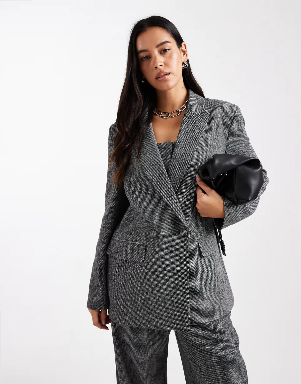 oversized blazer in salt and pepper - part of a set