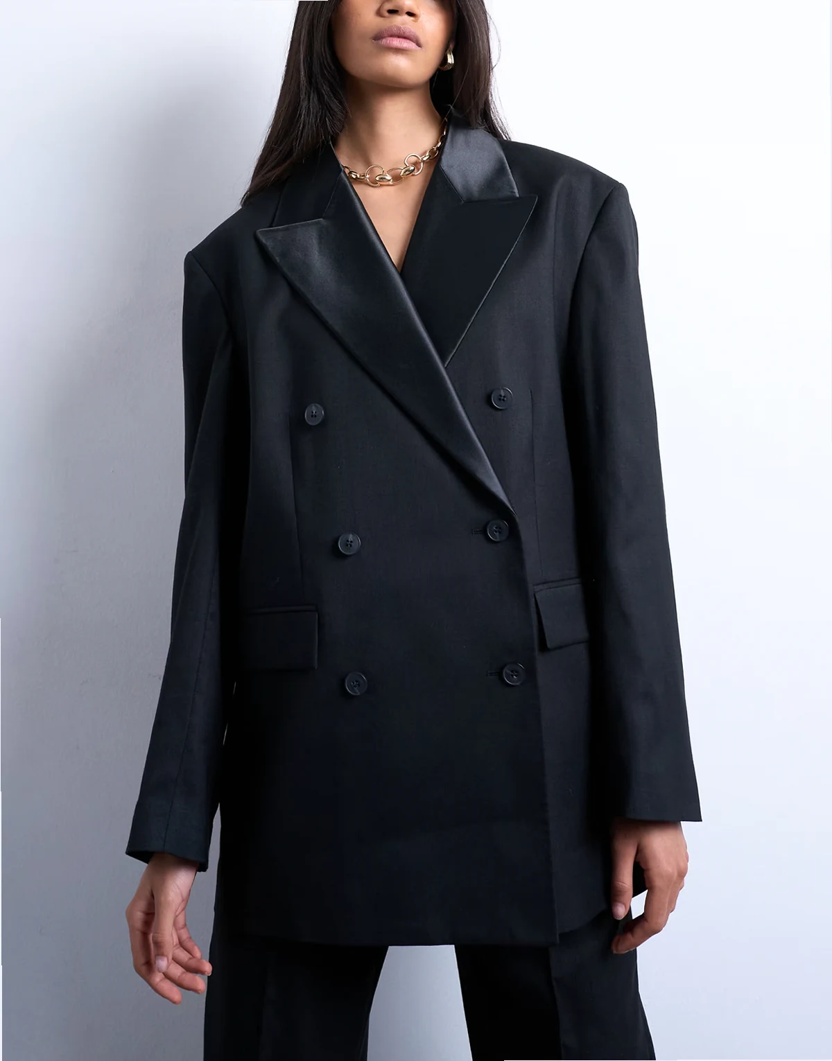 6 button double breasted tuxedo suit blazer in black - part of a set
