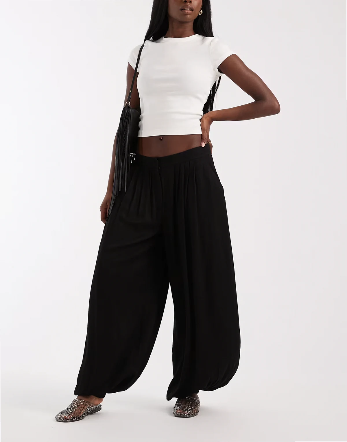 – Elegante weiche Ballonhose in Schwarz