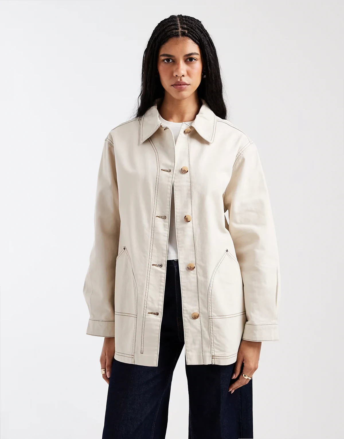 – Owsiana bawełniana kurtka Harrington oversize