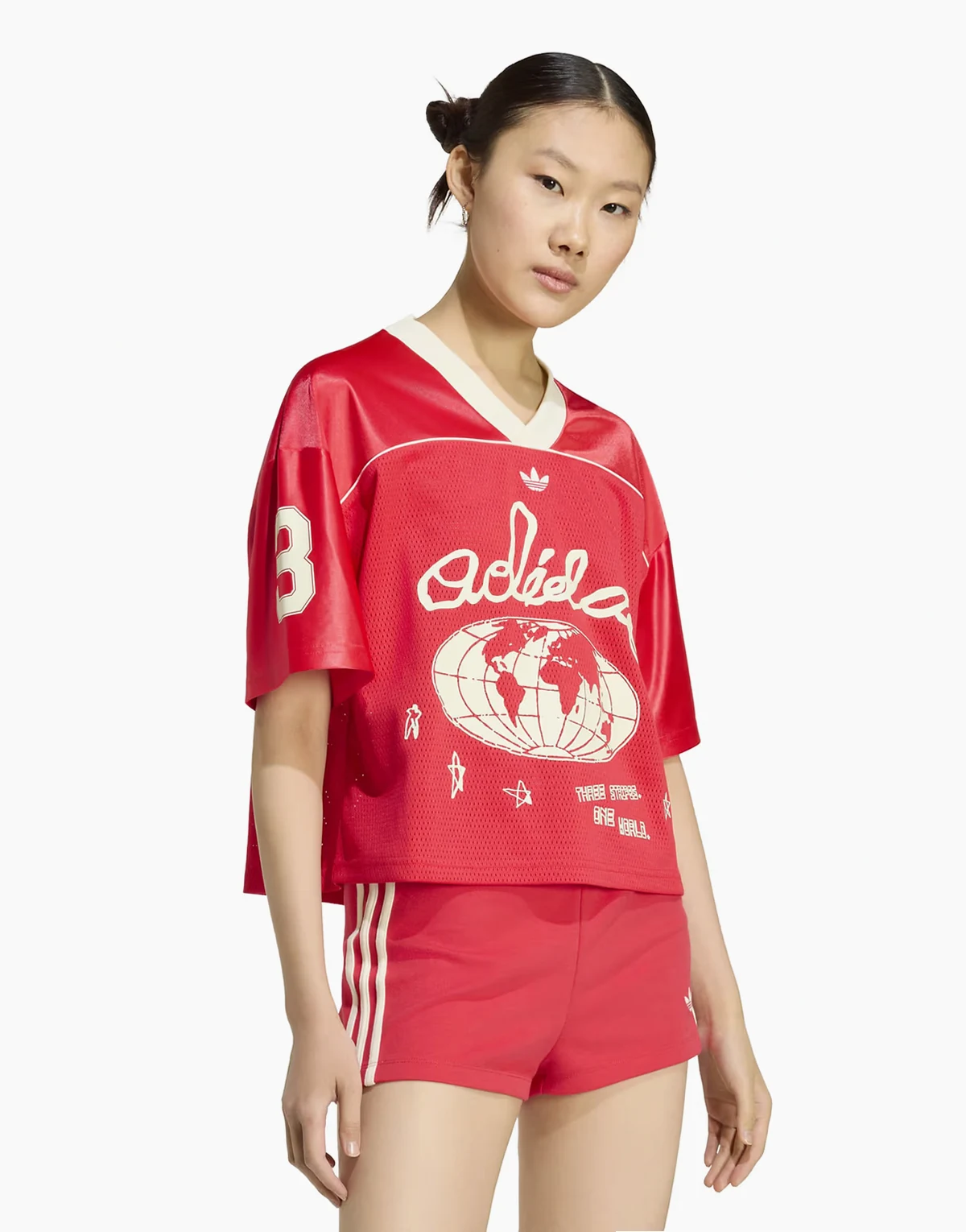 cropped jersey in red