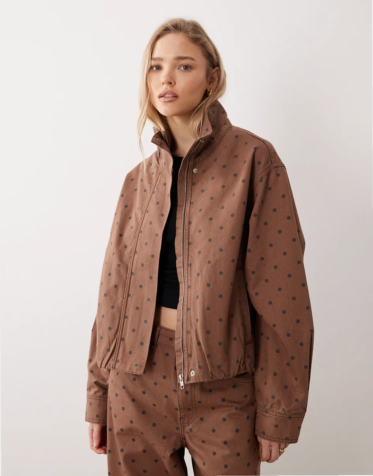 Dots track jacket in brown polka dot - part of a set
