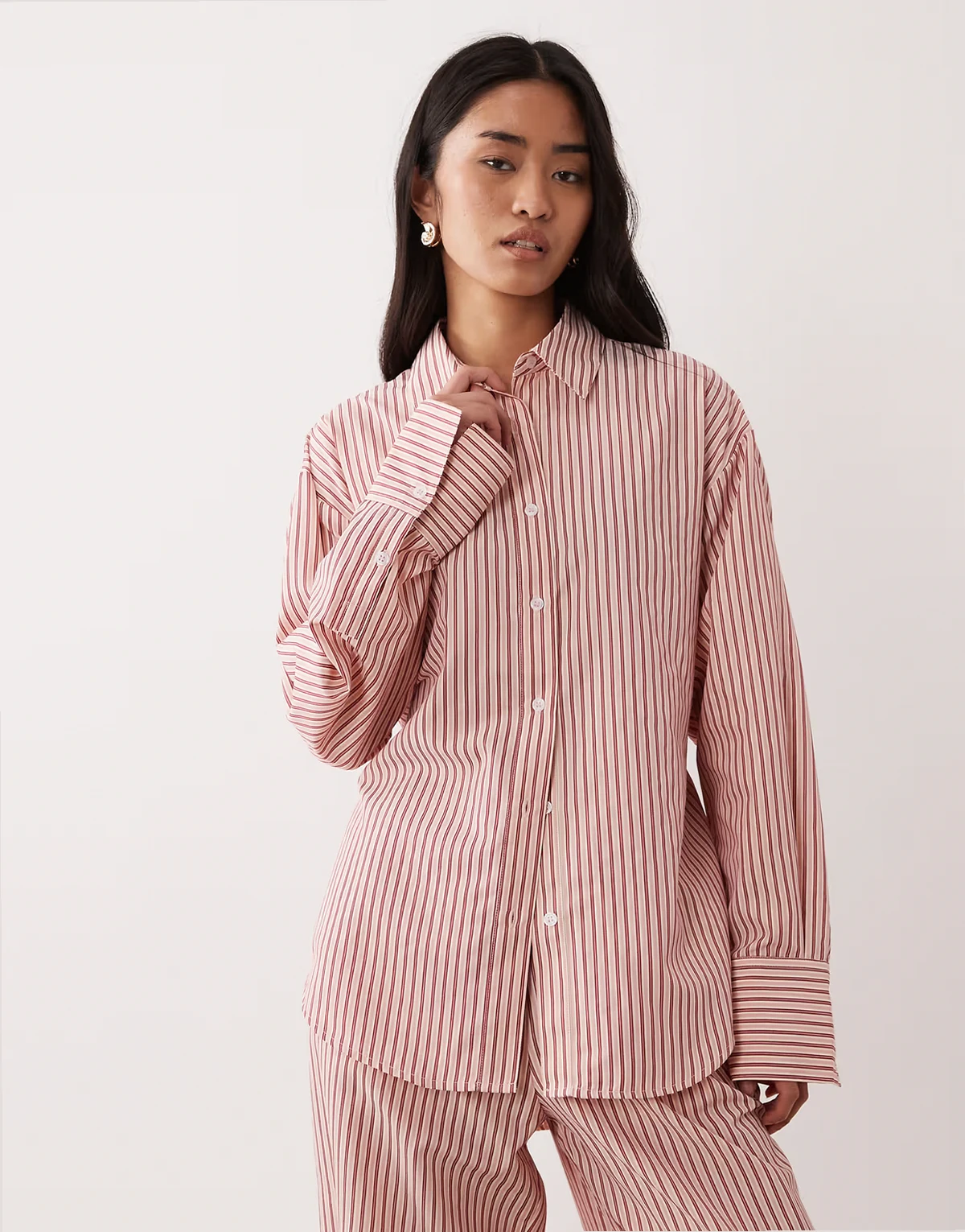 Serrano long sleeve shirt in red stripes - part of a set