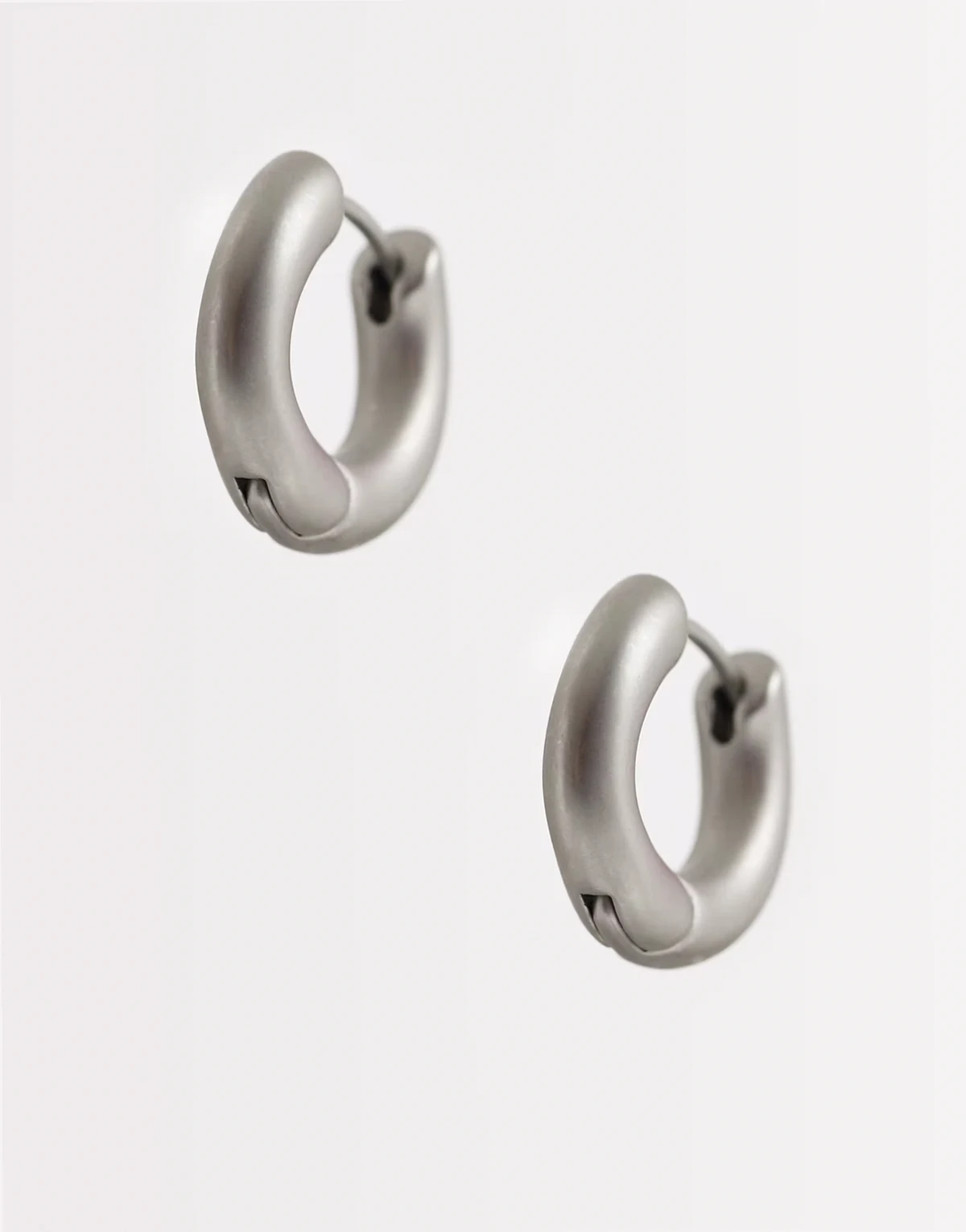 unisex everyday matte silver hoop earrings