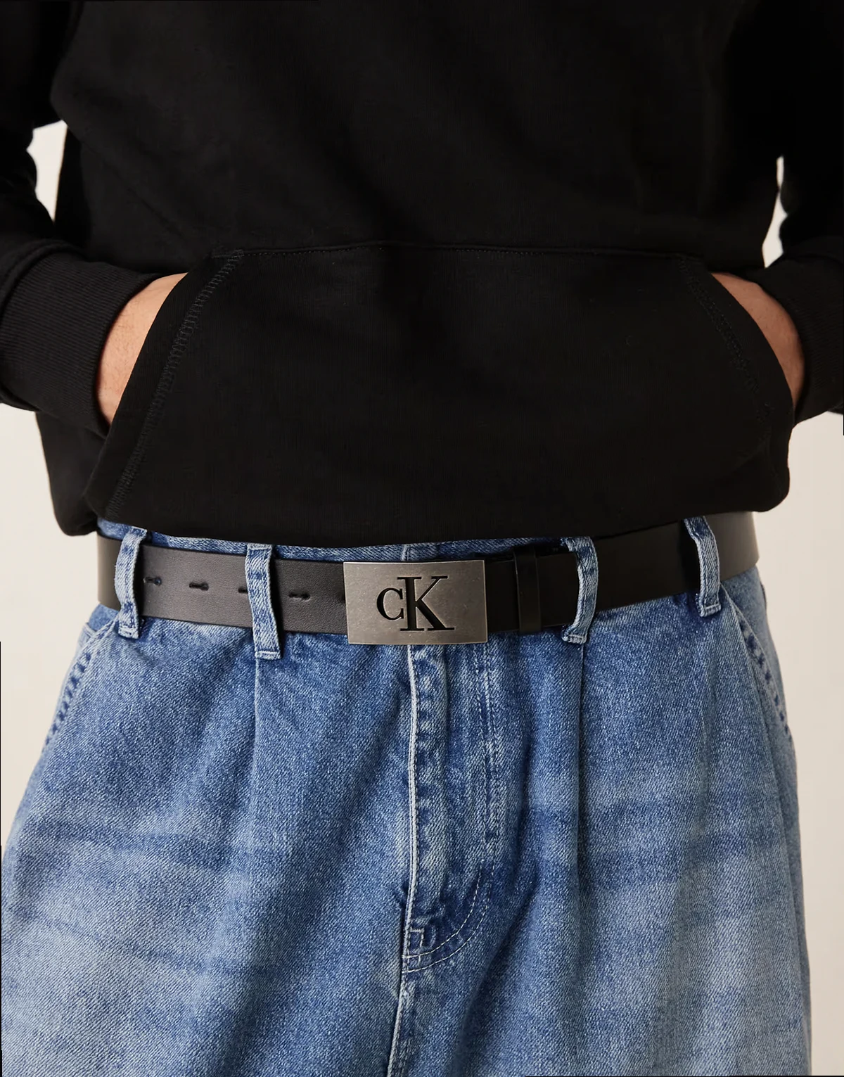 plaque silver-tone logo 35mm belt in black