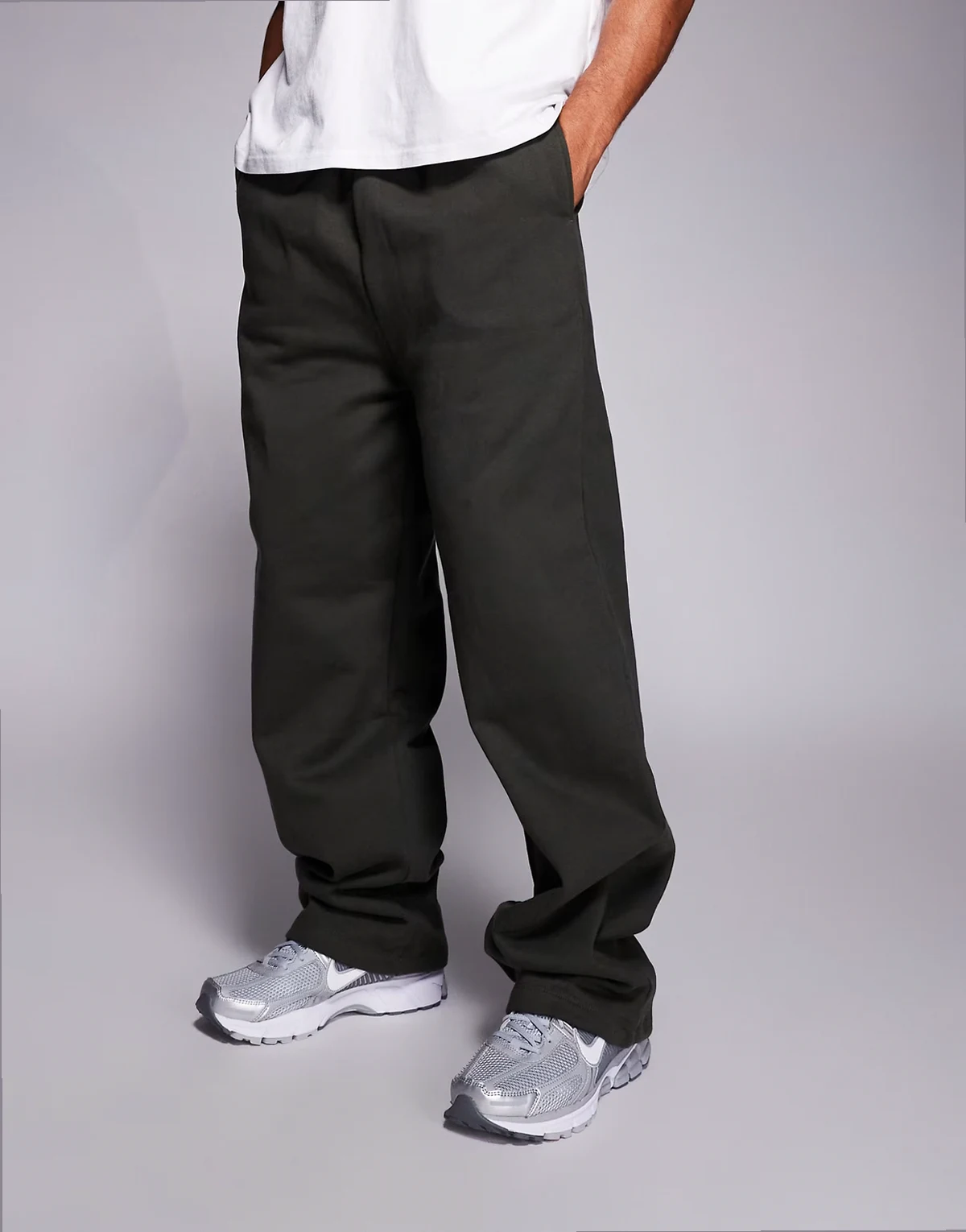 premium wide leg sweatpants in 400gsm green