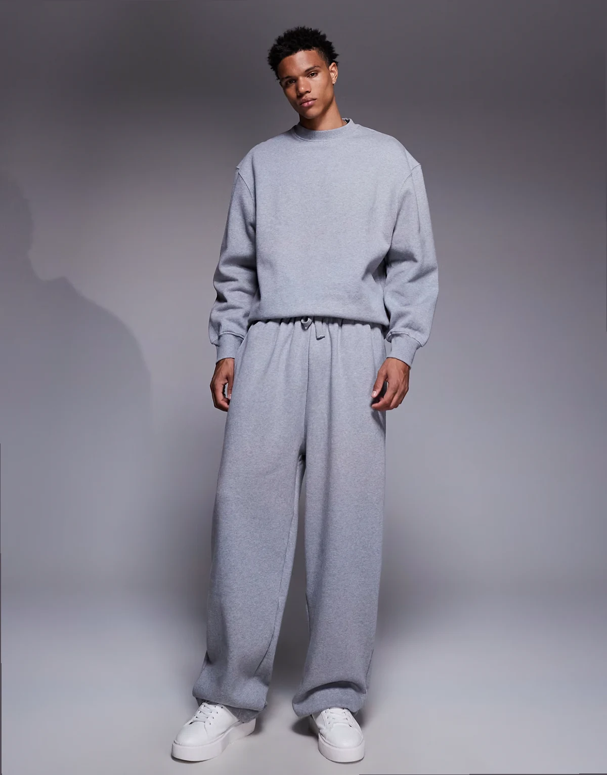 premium wide leg sweatpants in 400gsm heather gray
