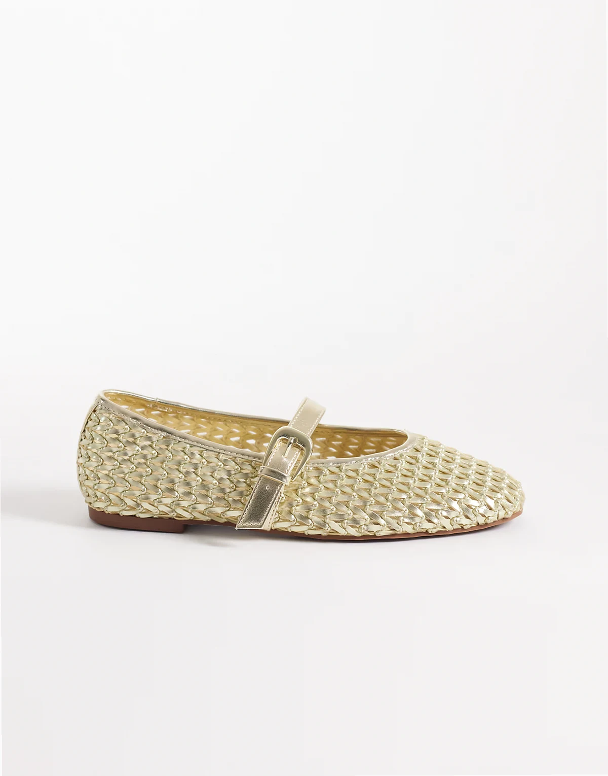 – Leah – Gewebte Mary-Jane-Ballerinas in Gold