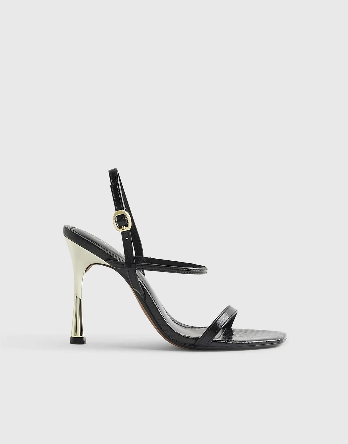 open back heeled sandals in black