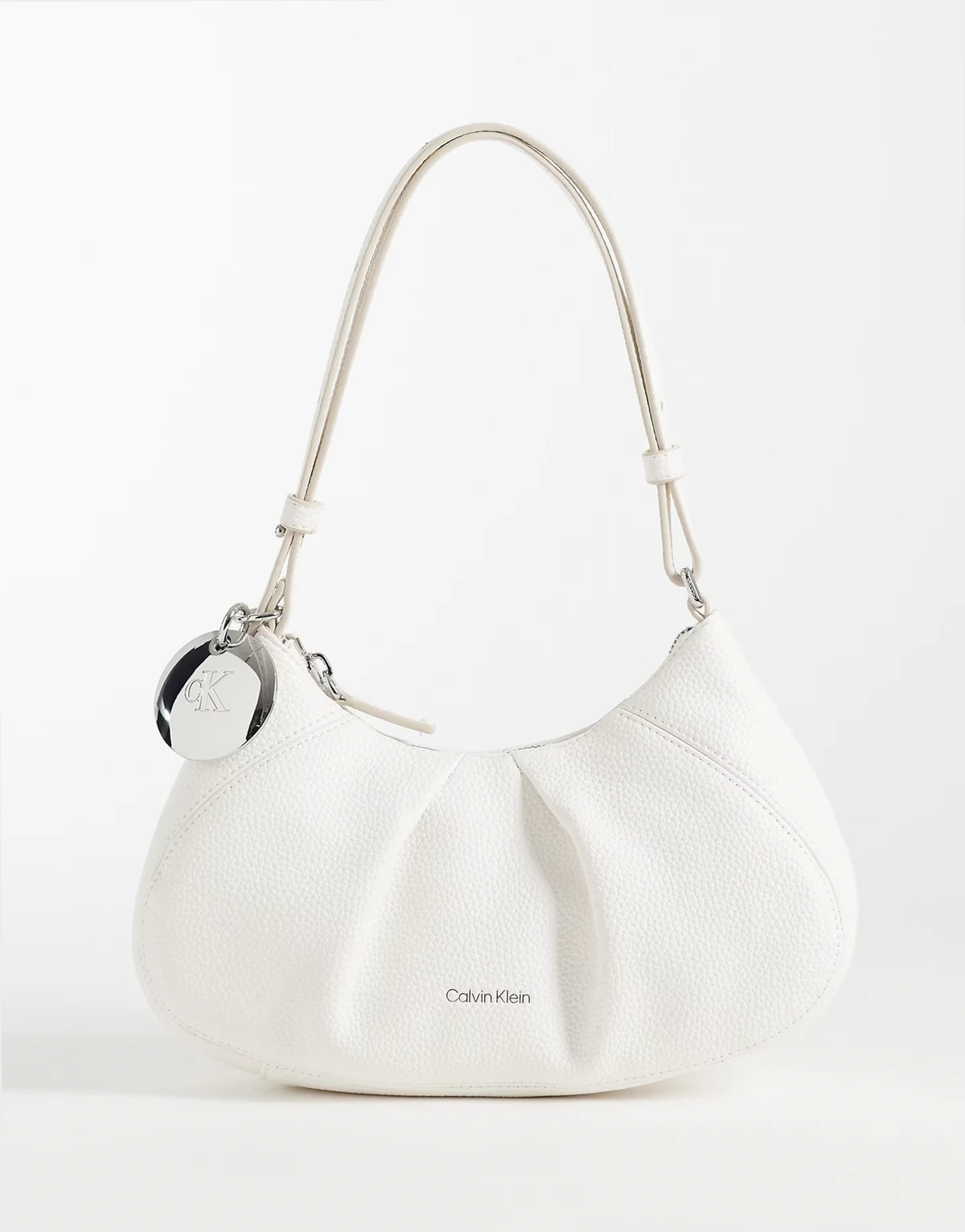 – Kleine Schultertasche in Weiß mit Metalldetail