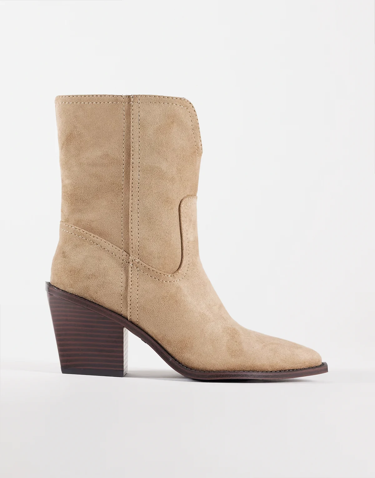 Wide Fit – Remone – Cowboystiefel in Taupe mit Absatz, weite Passform