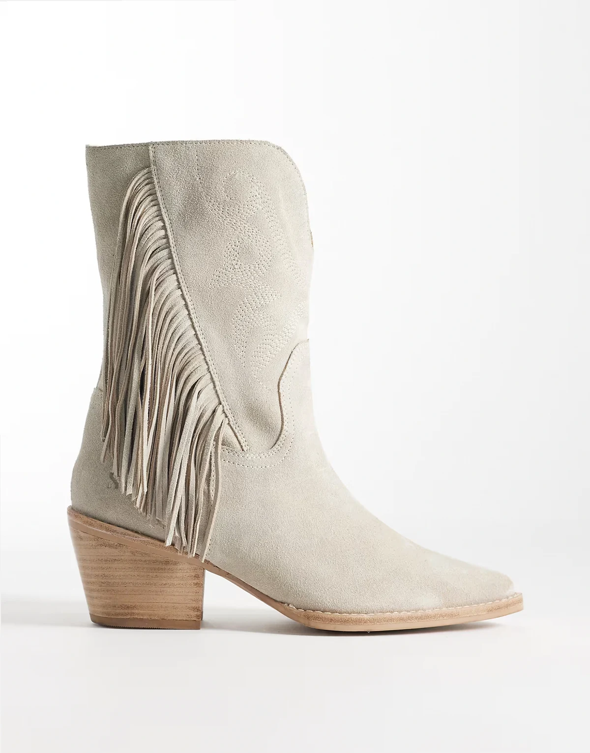 – Jukeson – Westernstiefel aus Wildleder in Sandbeige mit Quastendetails