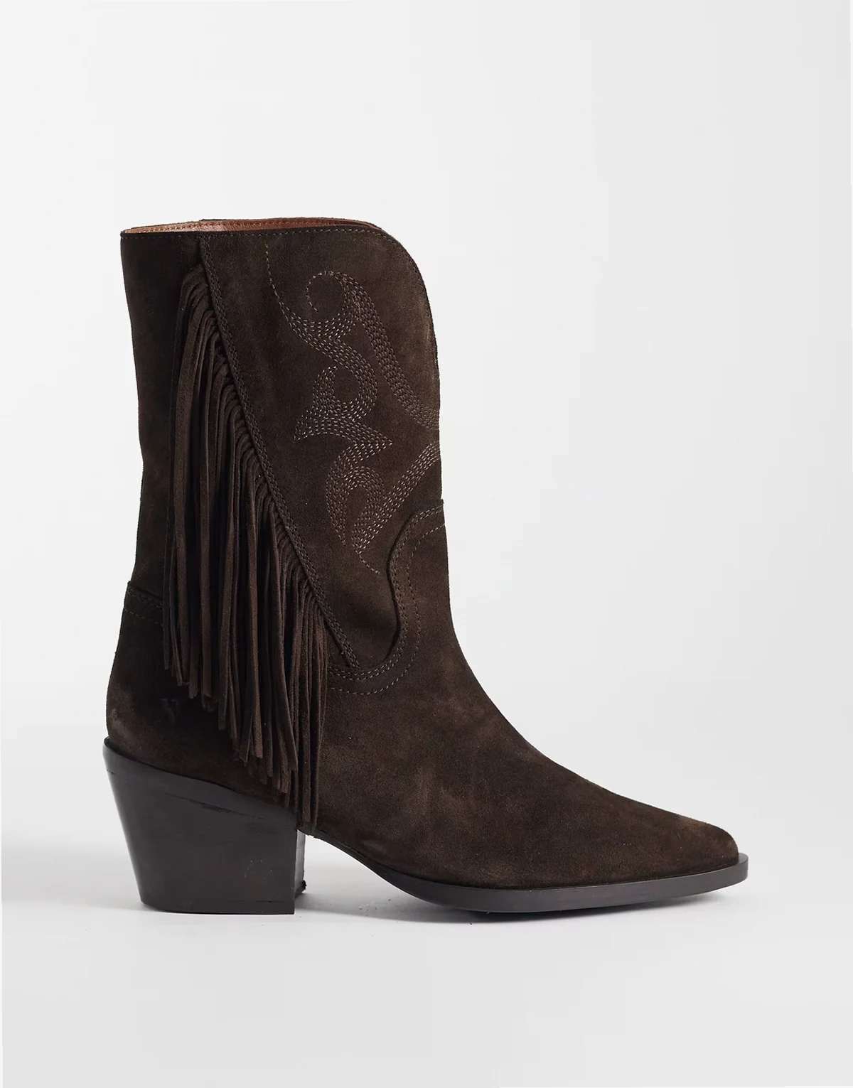 – Jukeson – Westernstiefel aus Wildleder in Espresso mit Quastendetails