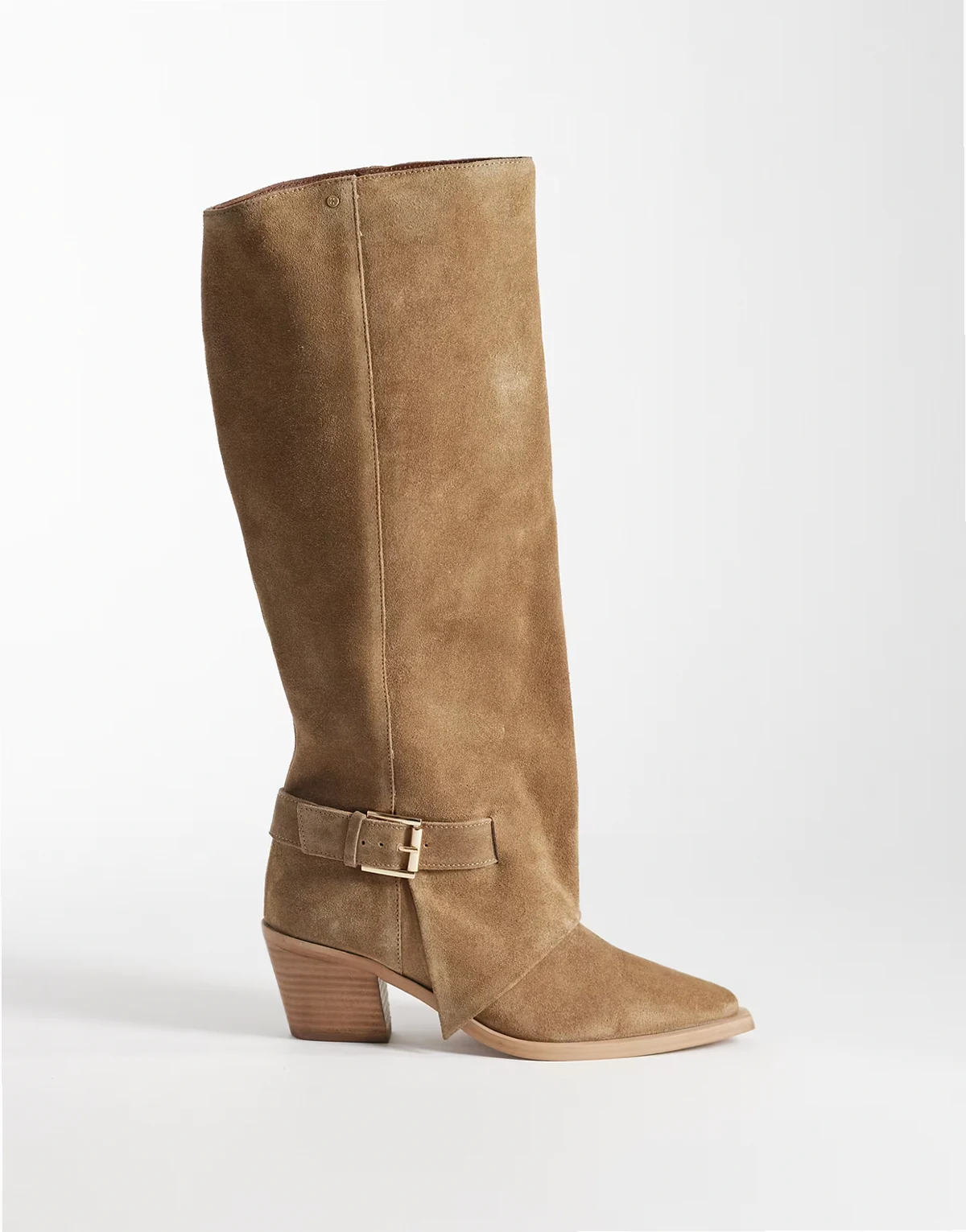 – New-Clint – Kniehohe Westernstiefel aus Wildleder in einem Naturton
