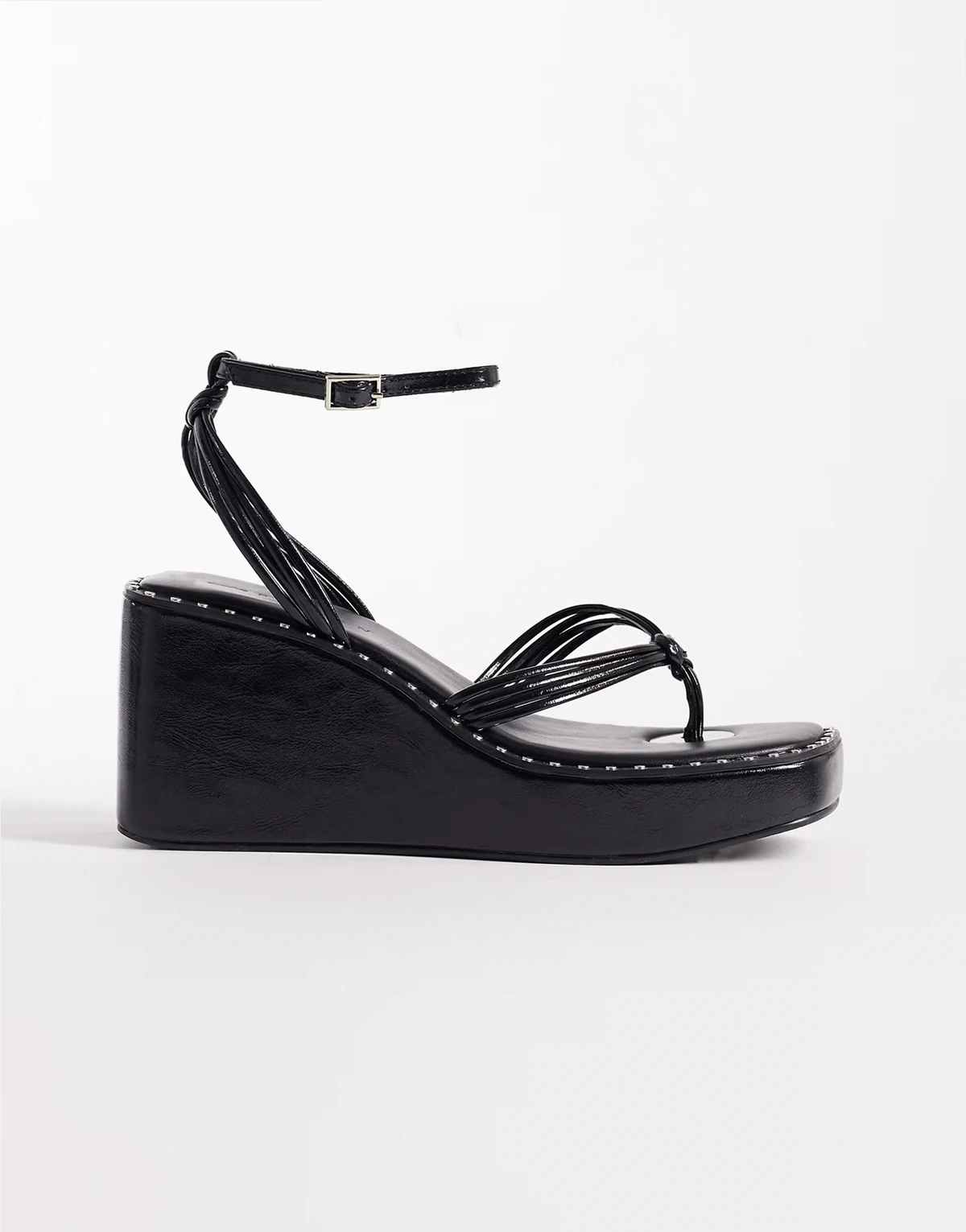 Thalia barely there toe thong wedges in black