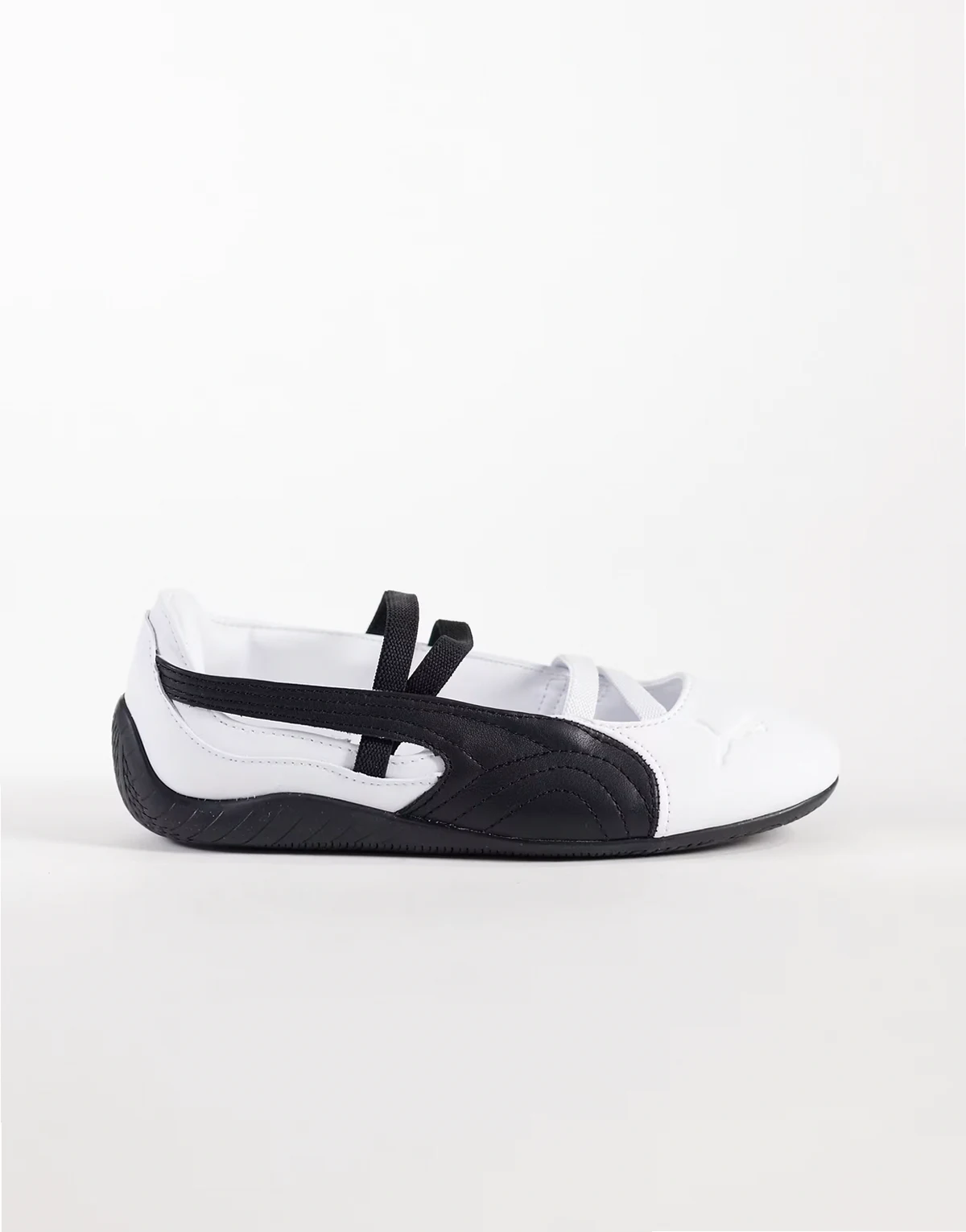 Speedcat ballet flats in white and black leather