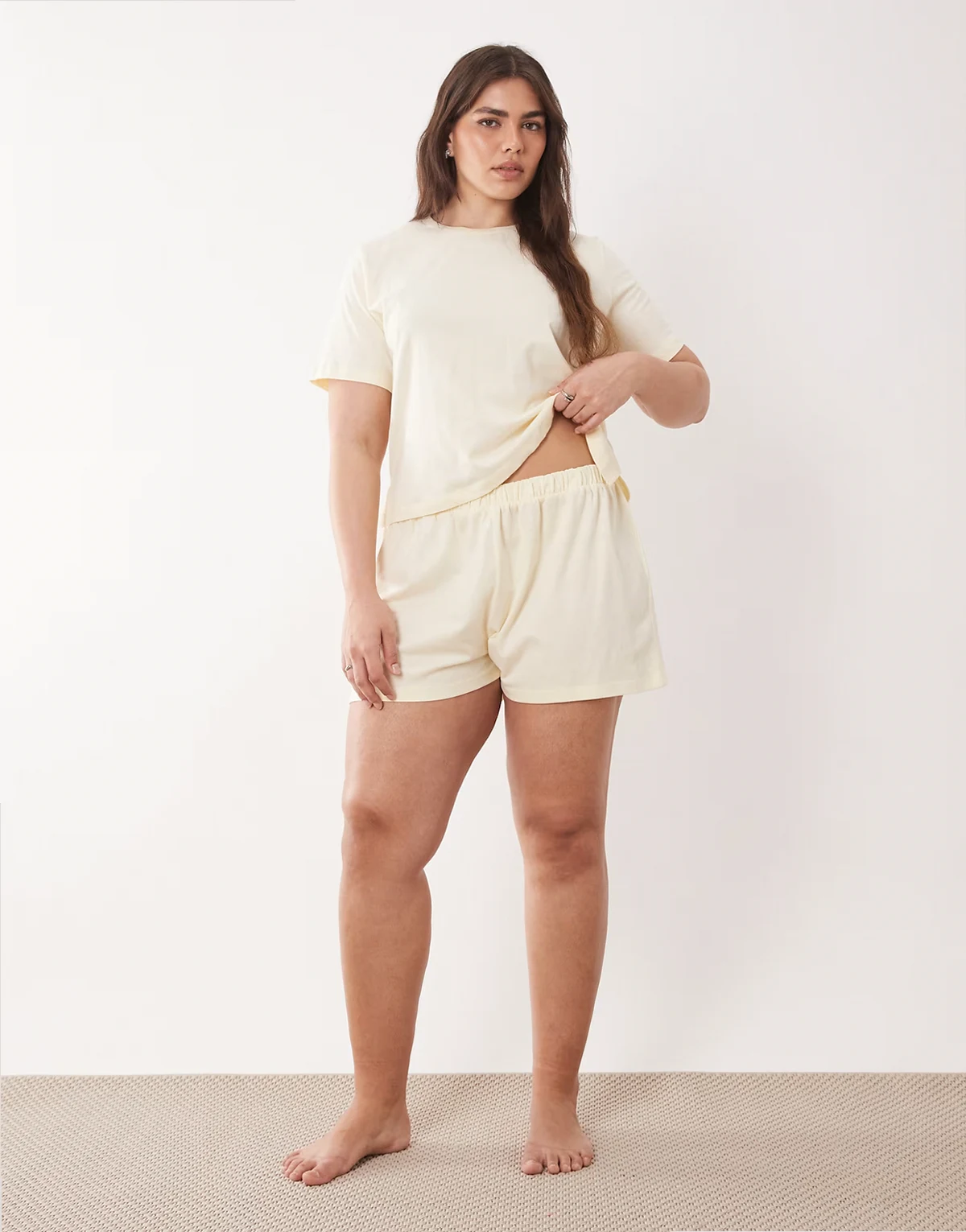 ASOS DESIGN – Mix & Match – Pyjama-Shorts aus Baumwolle in Buttermilchgelb
