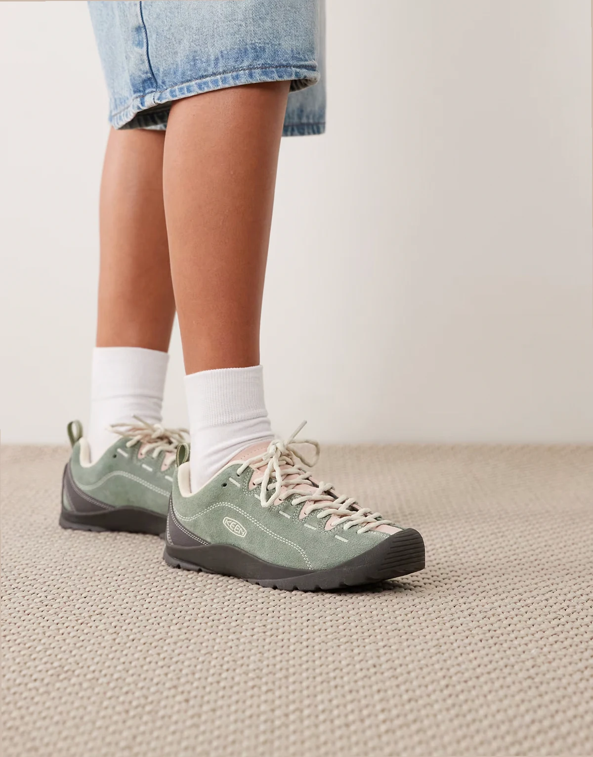Jasper brushed suede sneakers in light green
