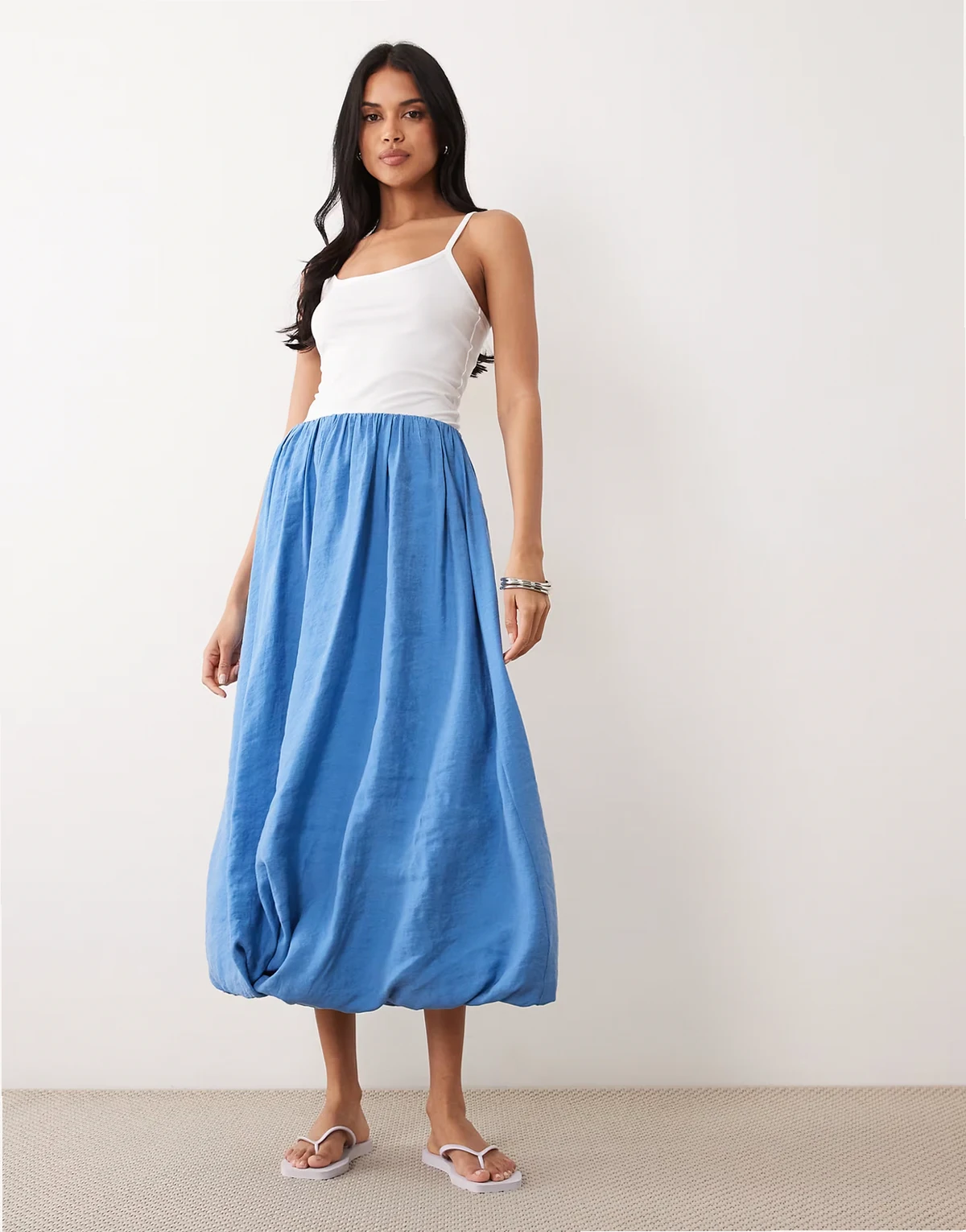 drapey balloon skirt in blue