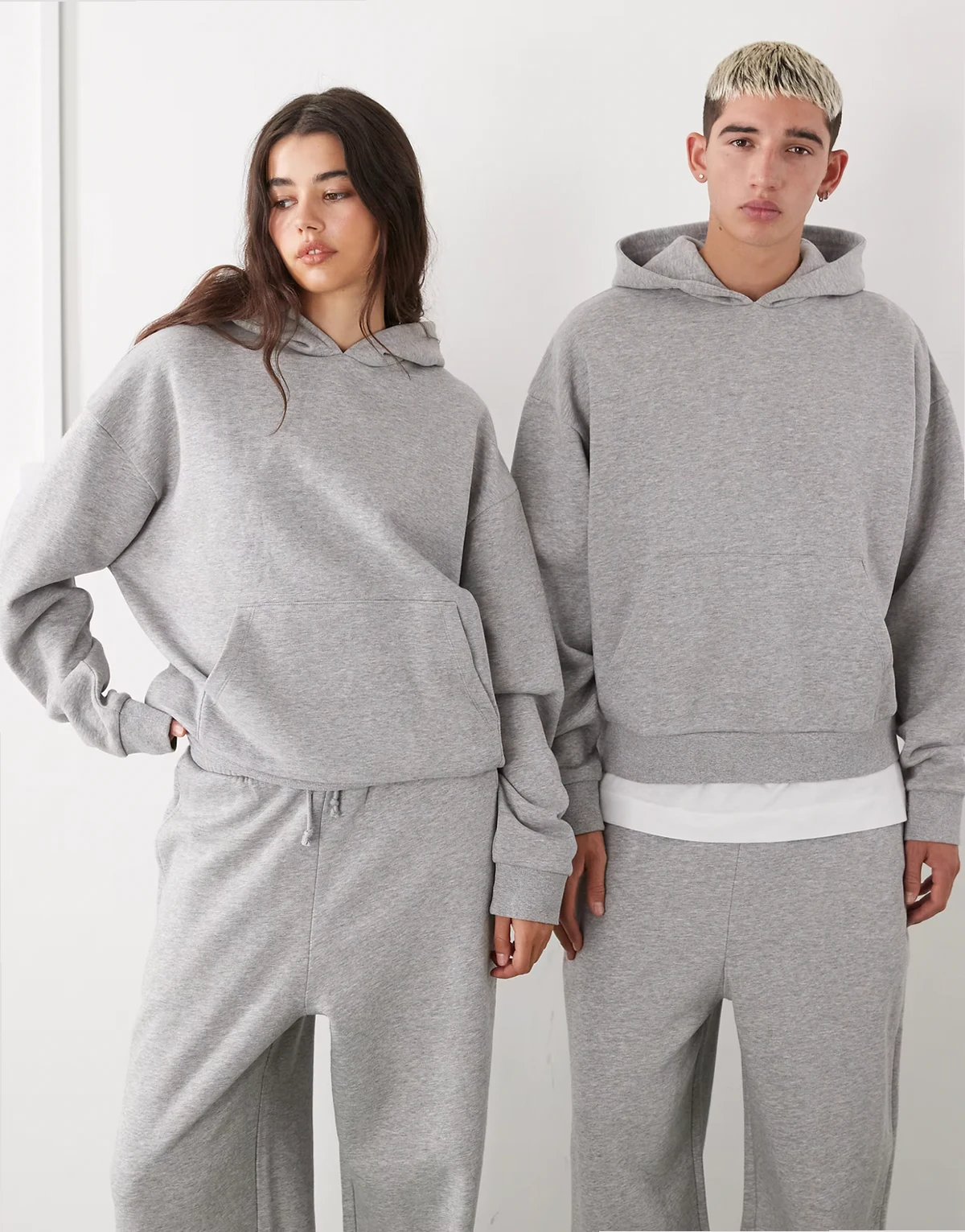 unisex heavyweight boxy hoodie in gray heather