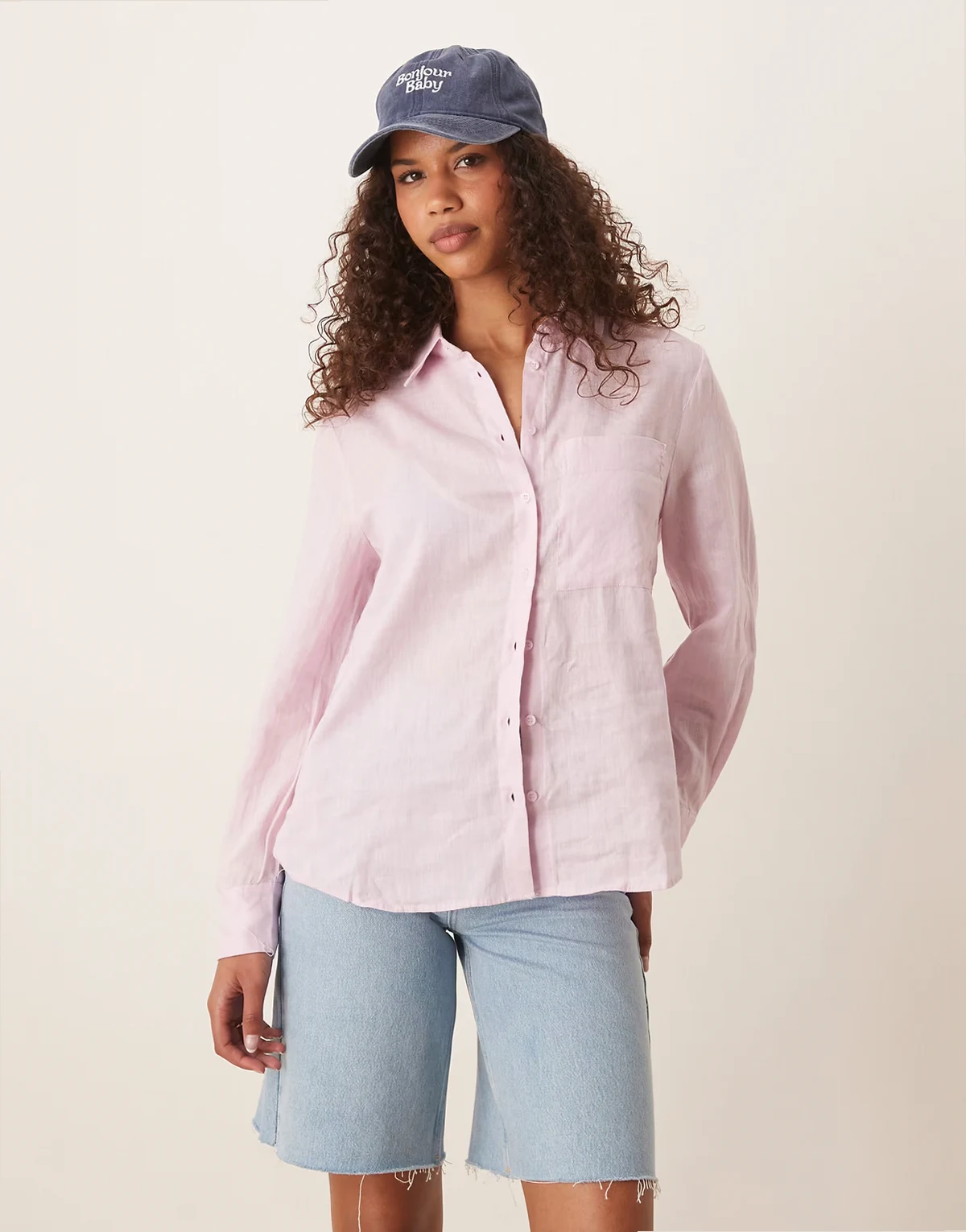 linen mix shirt in pink