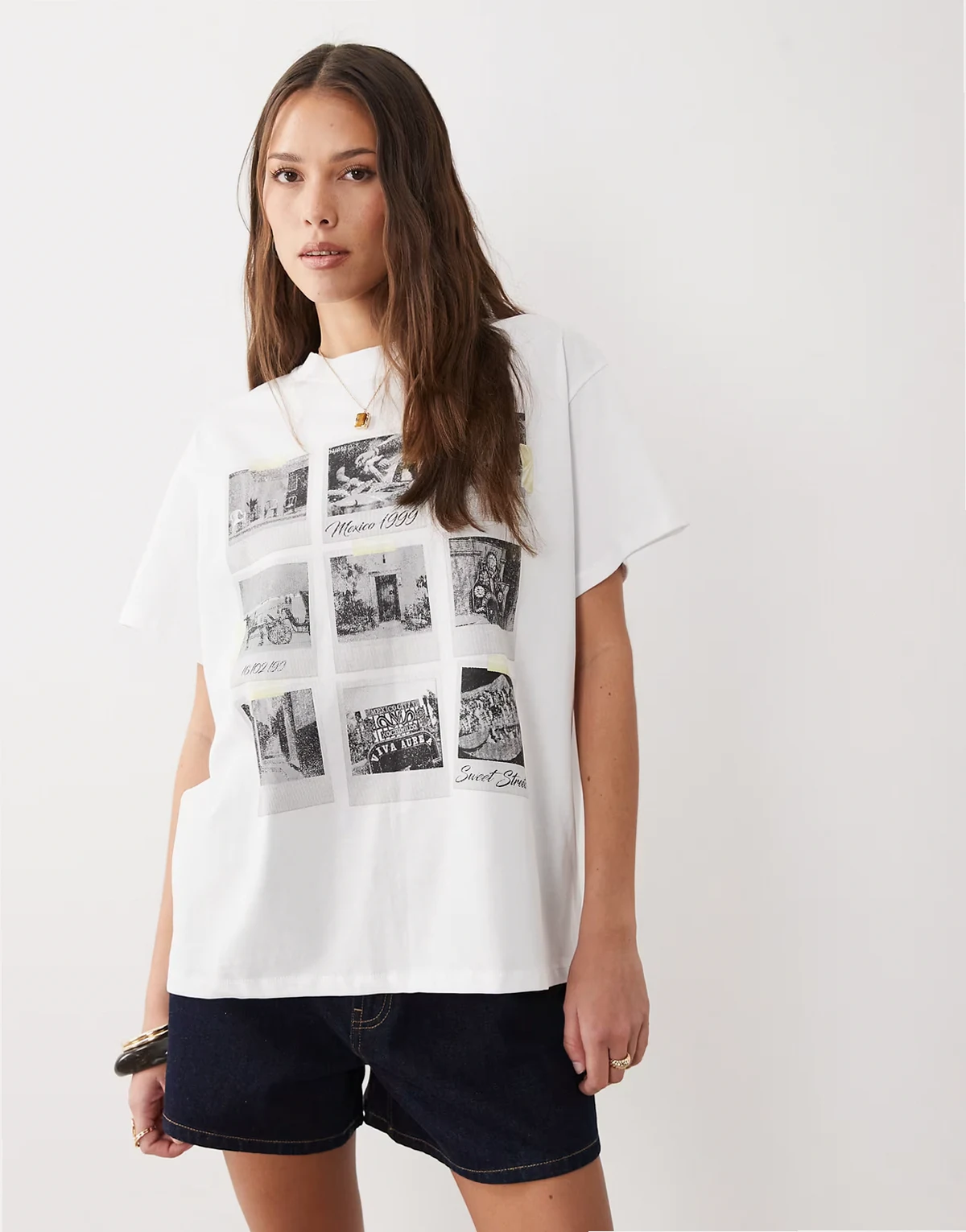 – Oversize-T-Shirt in Schwarz und Weiß mit „Mexico“-Fotoprint