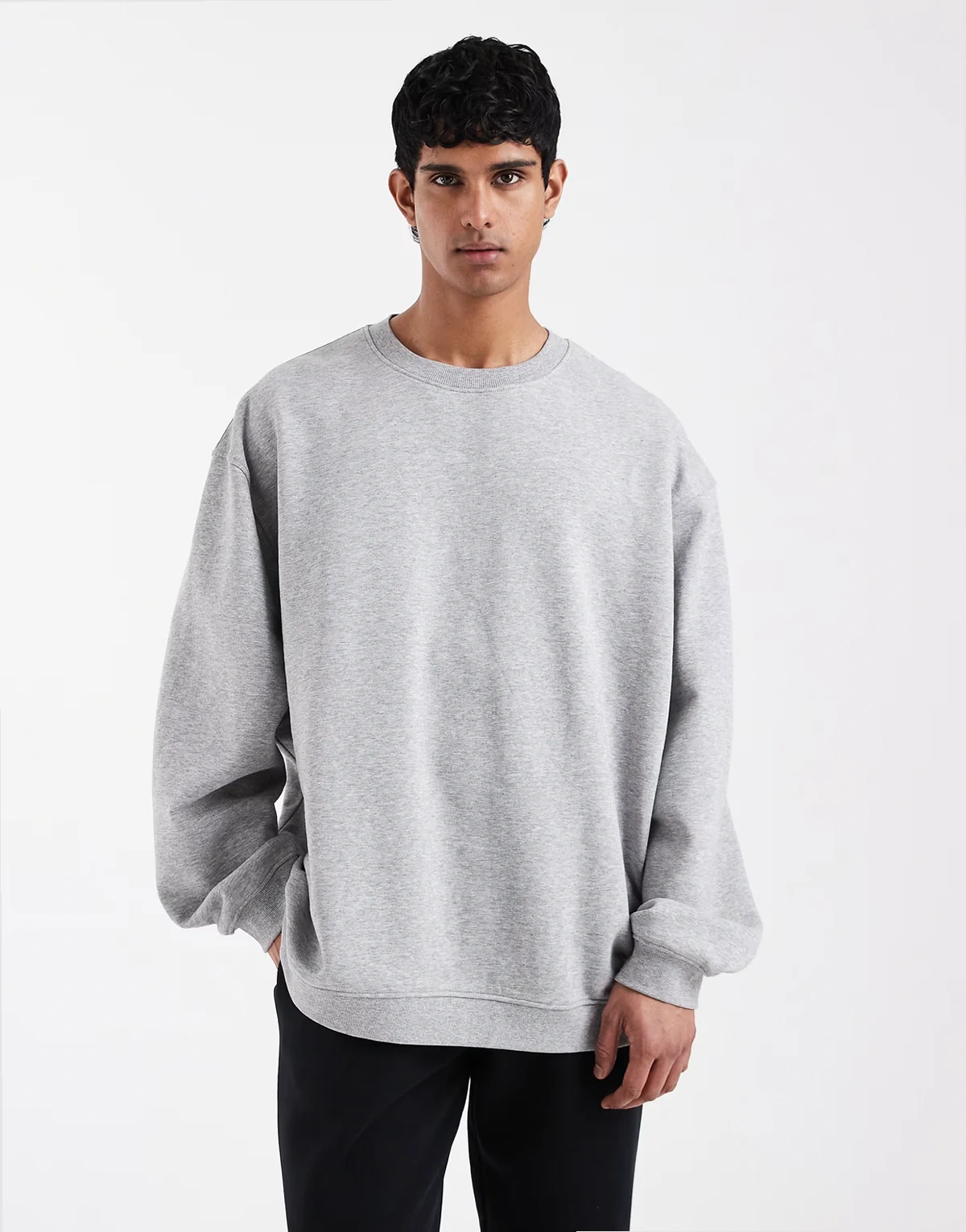 essentials relaxed boxy sweatshirt in gray heather