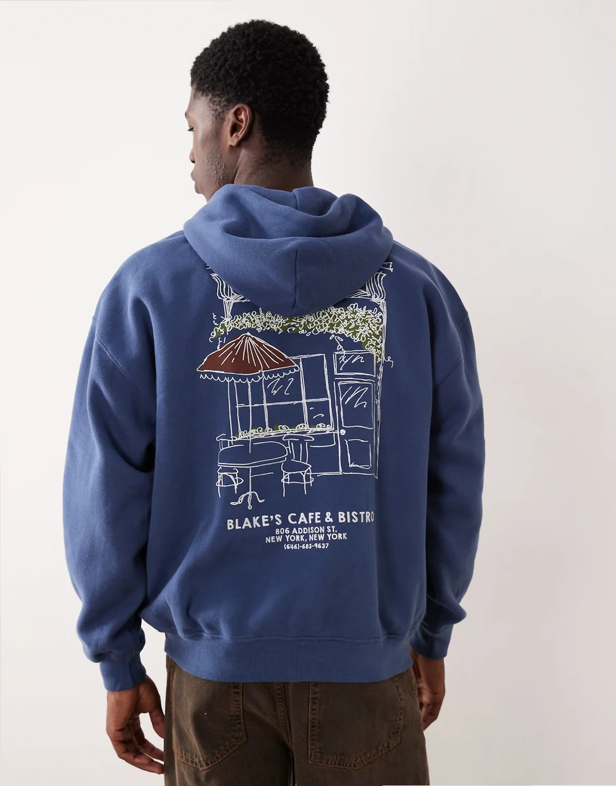 coffee graphic hoodie in navy